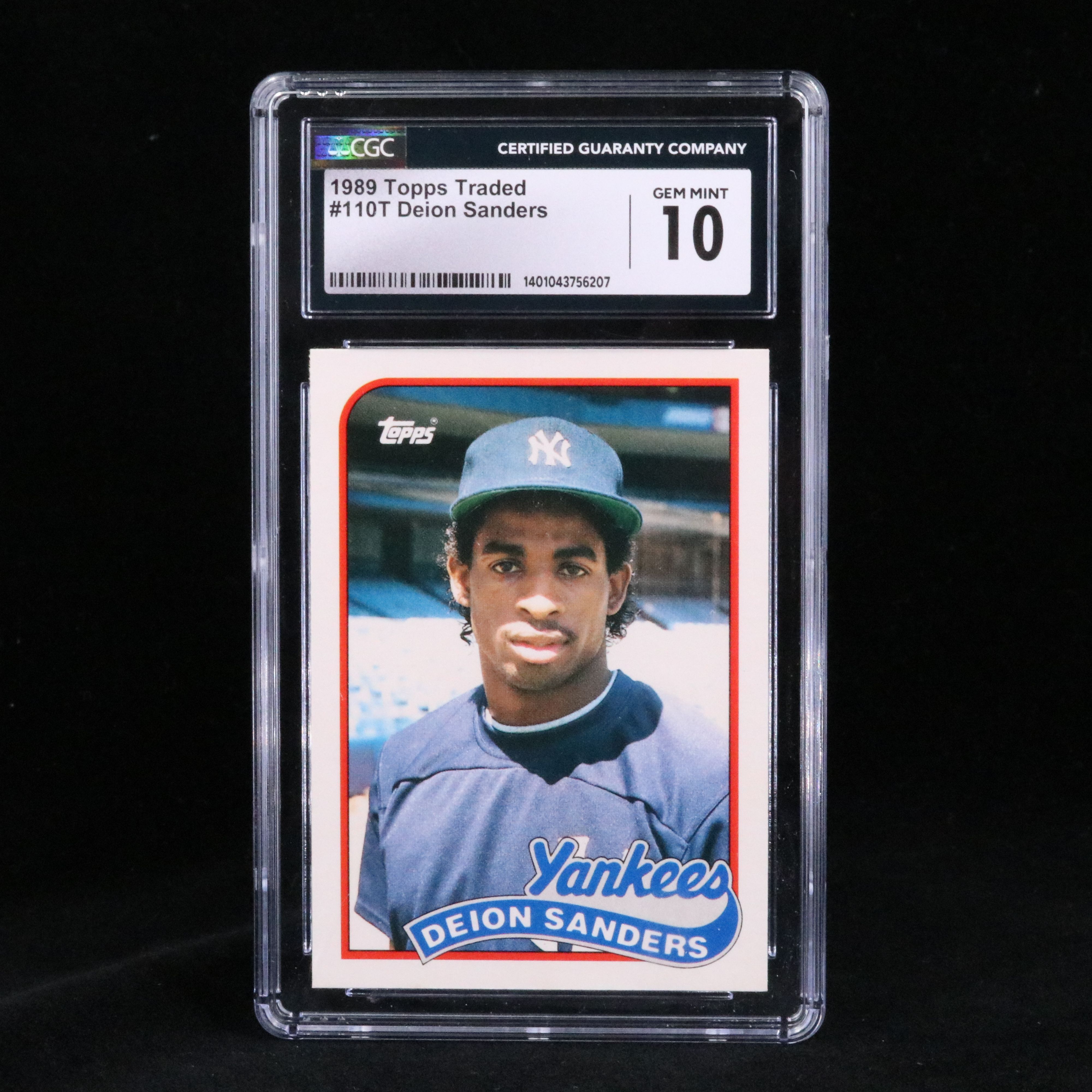 1989 Topps Traded Deion Sanders New York Yankees Rookie Card Graded CGC 10
