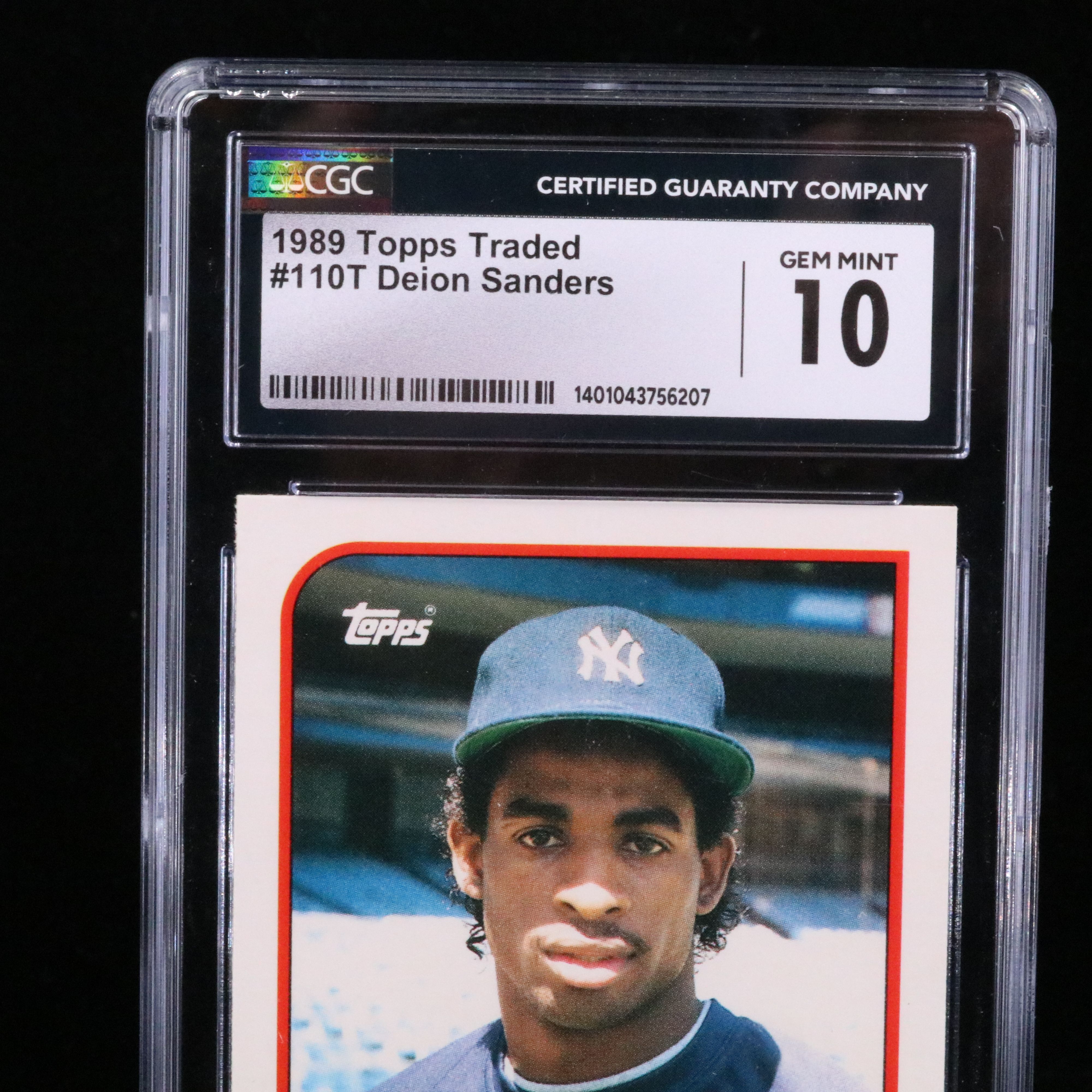 1989 Topps Traded Deion Sanders New York Yankees Rookie Card Graded CGC 10