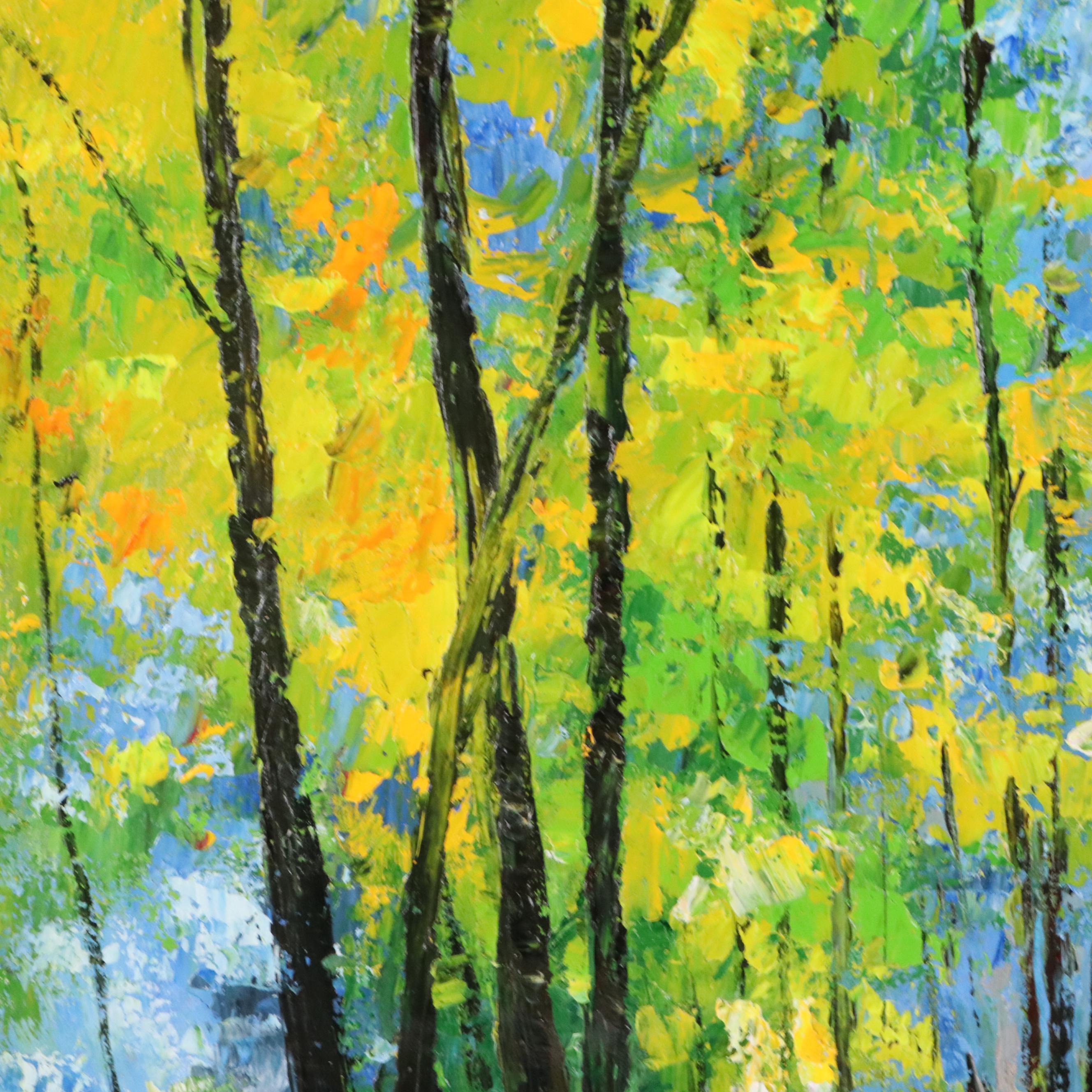 Impasto Painting of Woodland Landscape, 21st Century