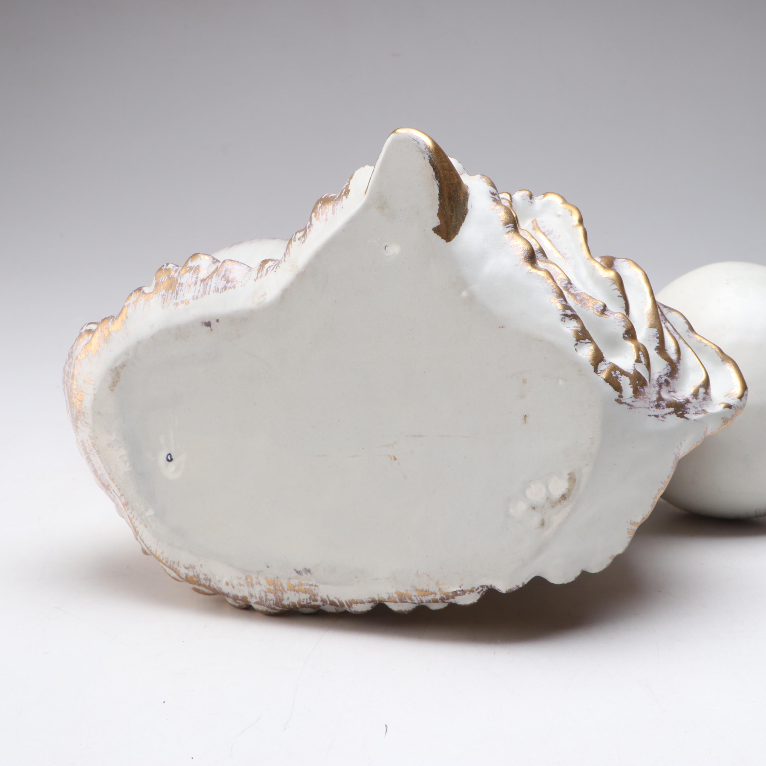 Gilt Ceramic Figural Vase with Glass Accent Vases