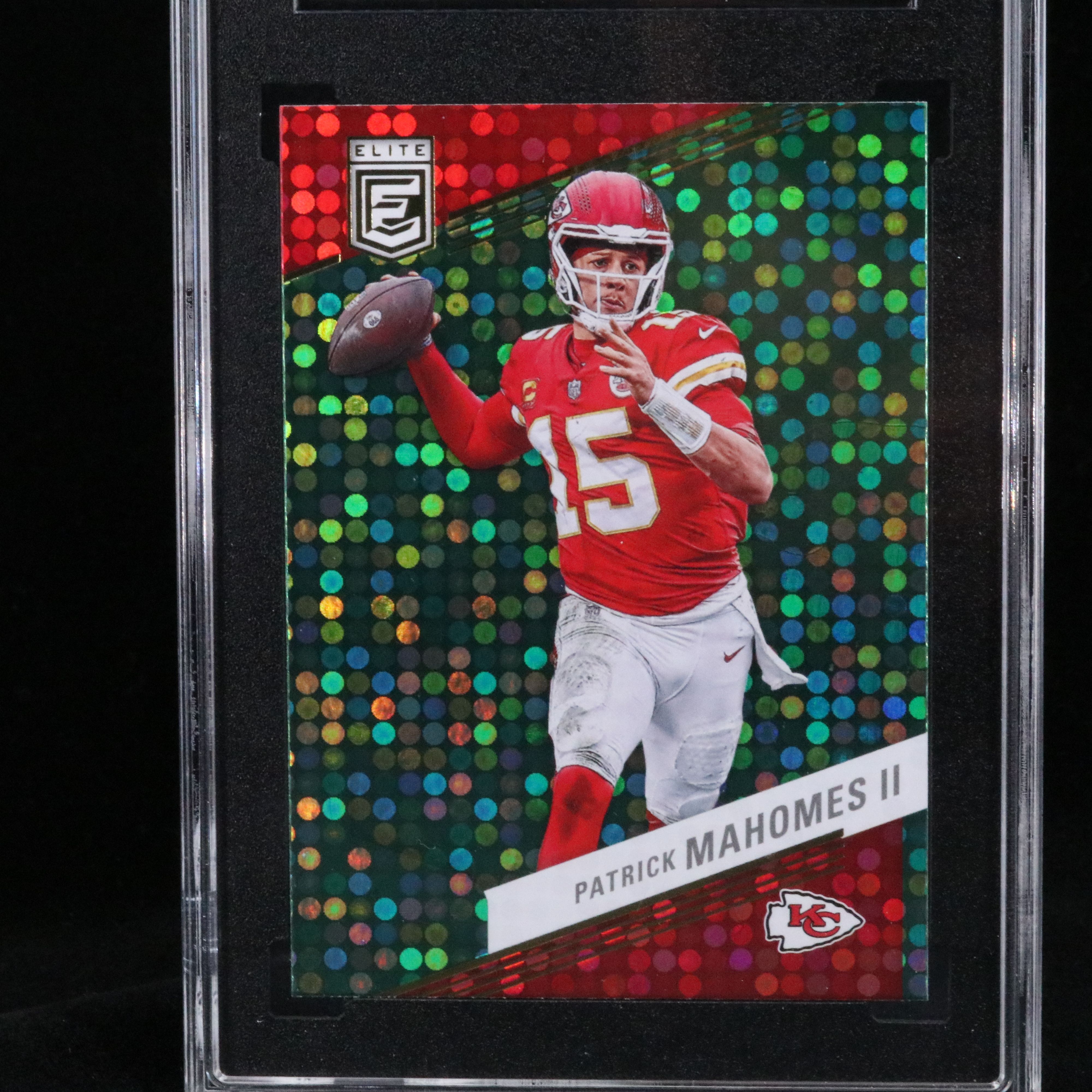 2023 Elite Patrick Mahomes Green Disco Football Card Graded SGC 10