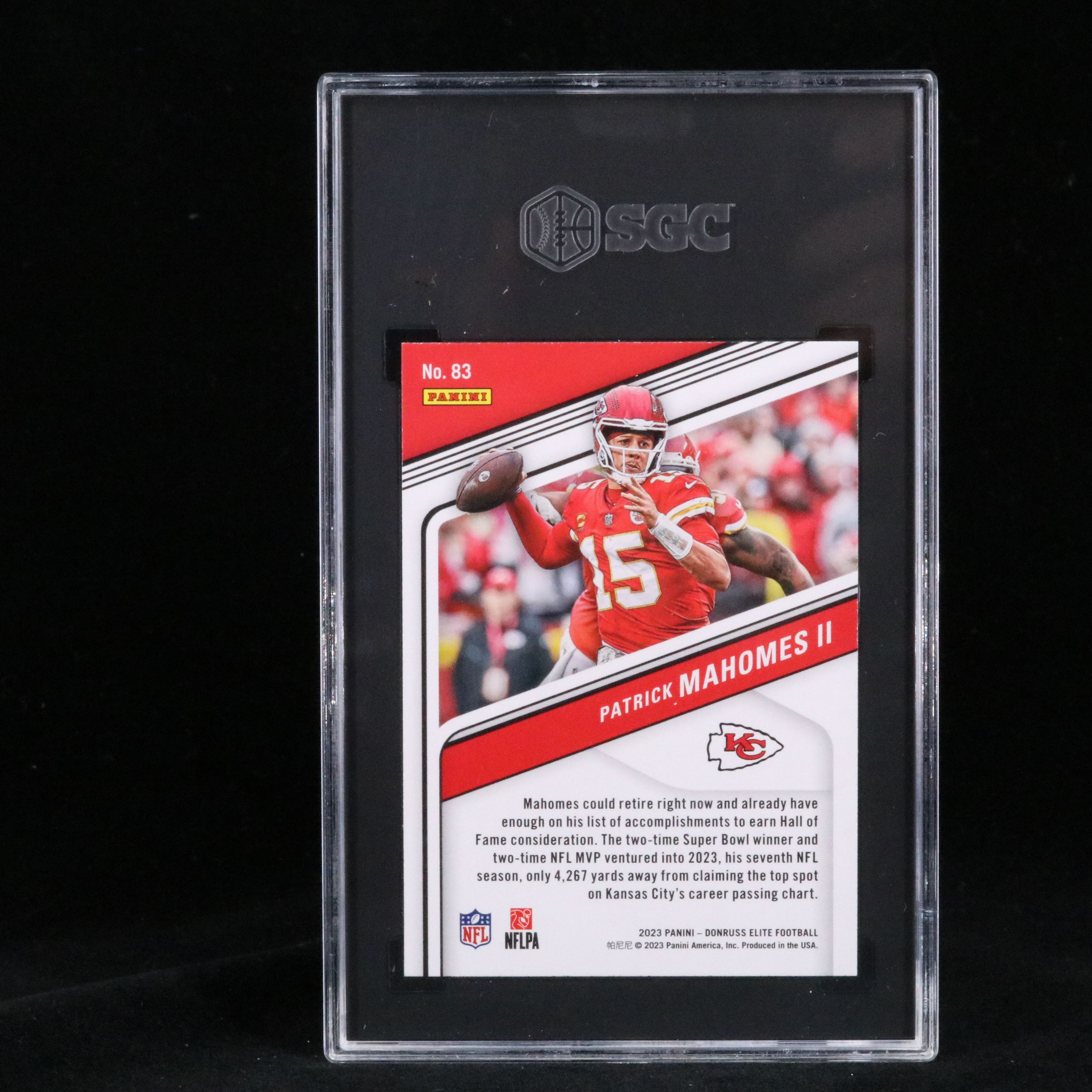 2023 Elite Patrick Mahomes Green Disco Football Card Graded SGC 10