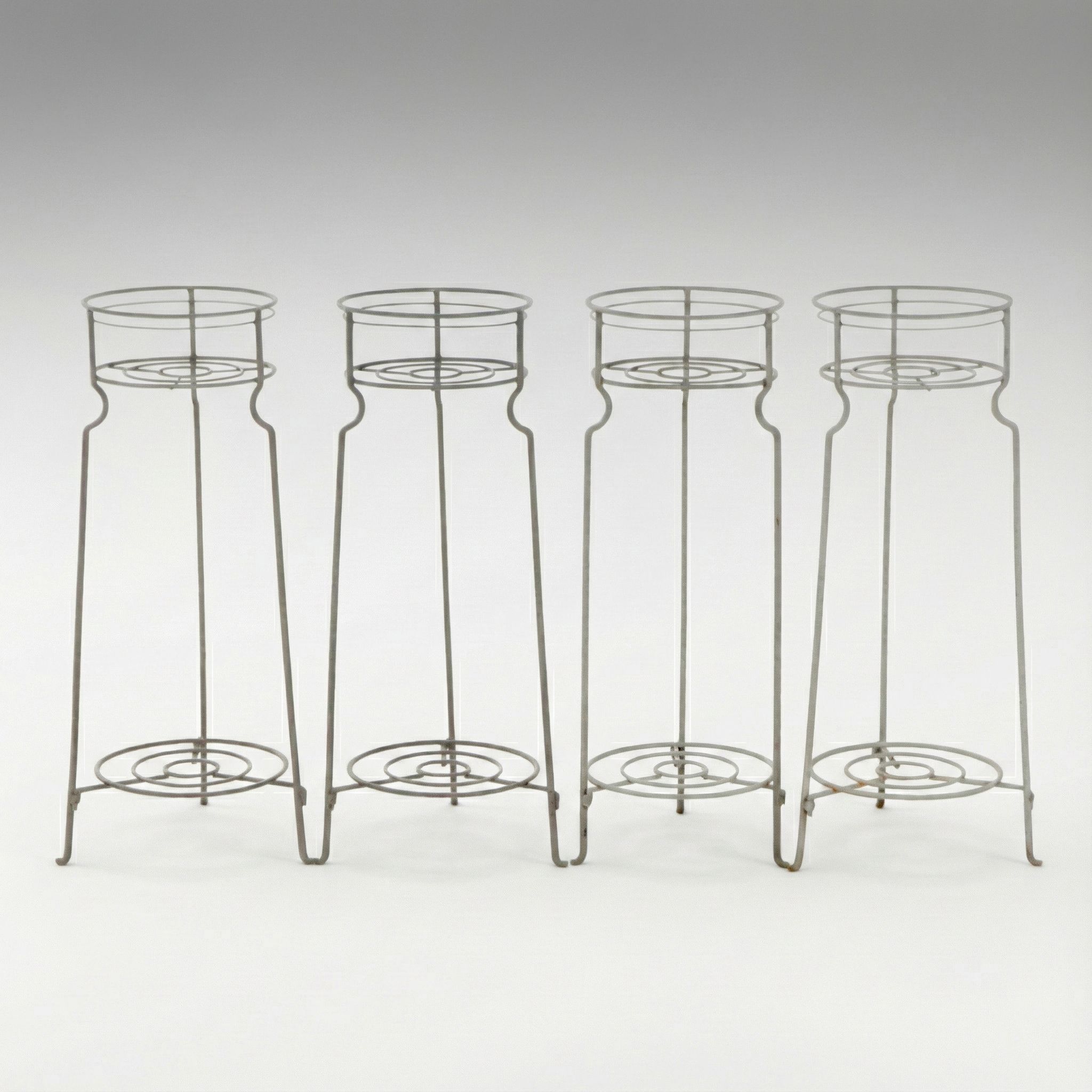 White-Painted Wirework Plant Stands