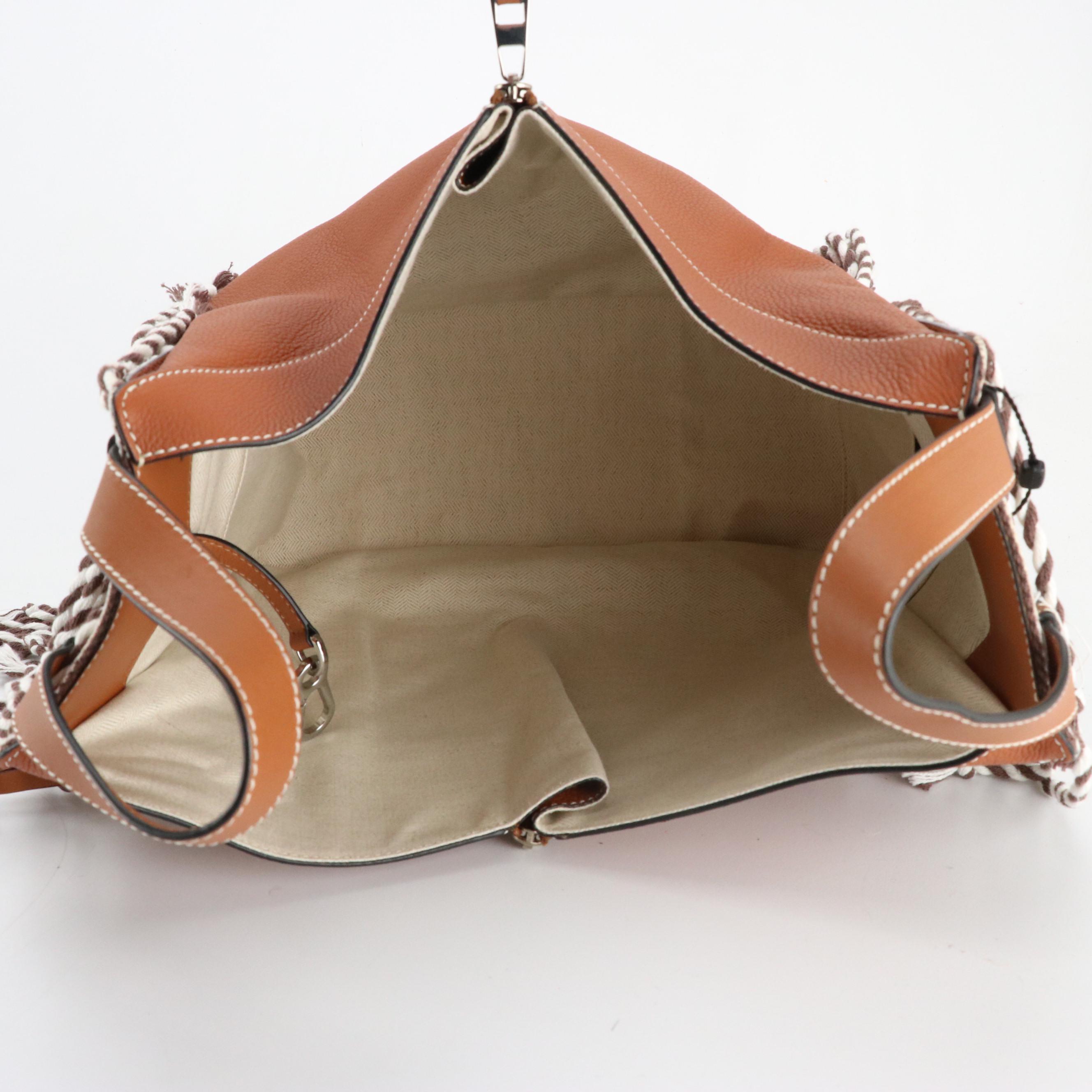 Loewe Hammock Satchel Bag in Brown Leather and Canvas