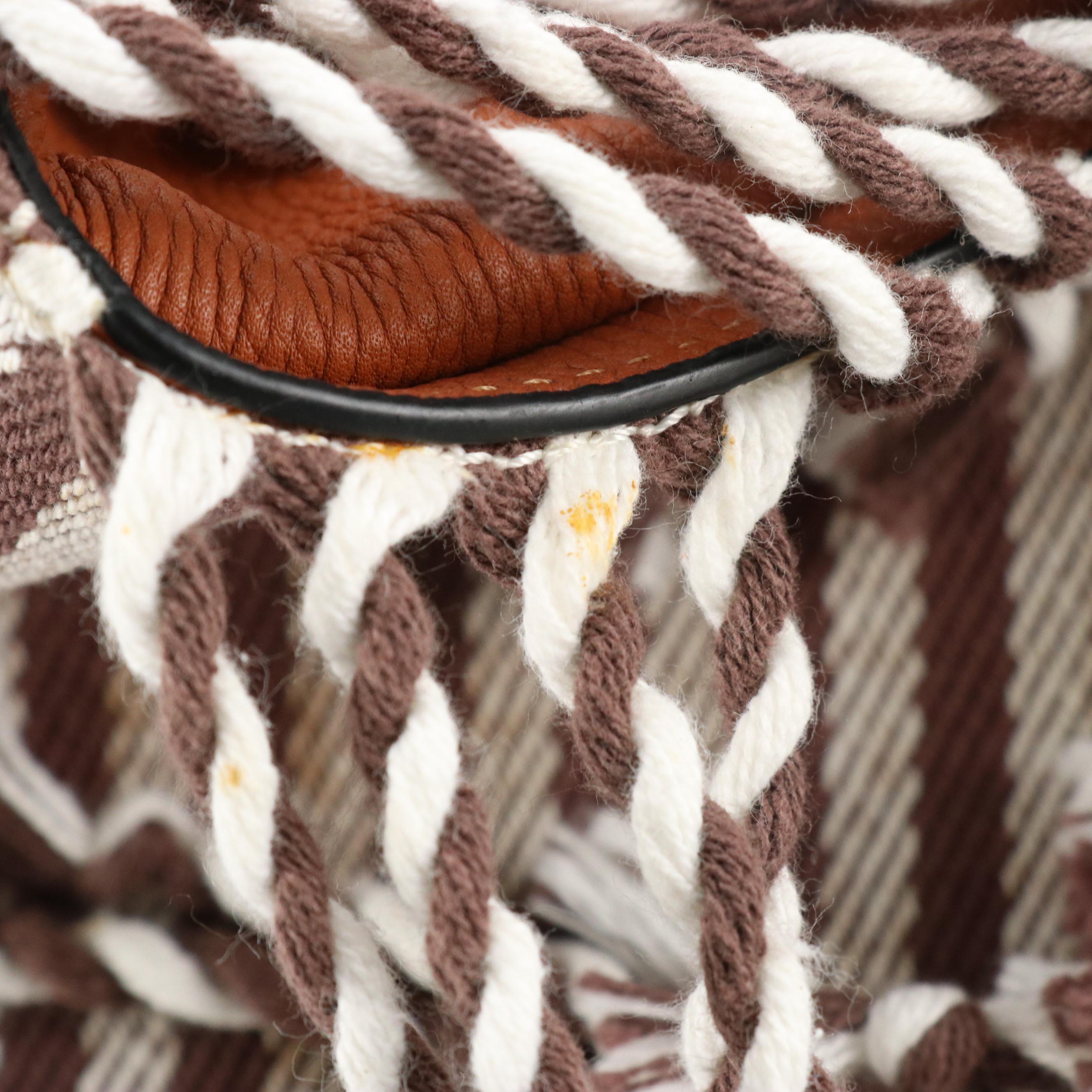 Loewe Hammock Satchel Bag in Brown Leather and Canvas