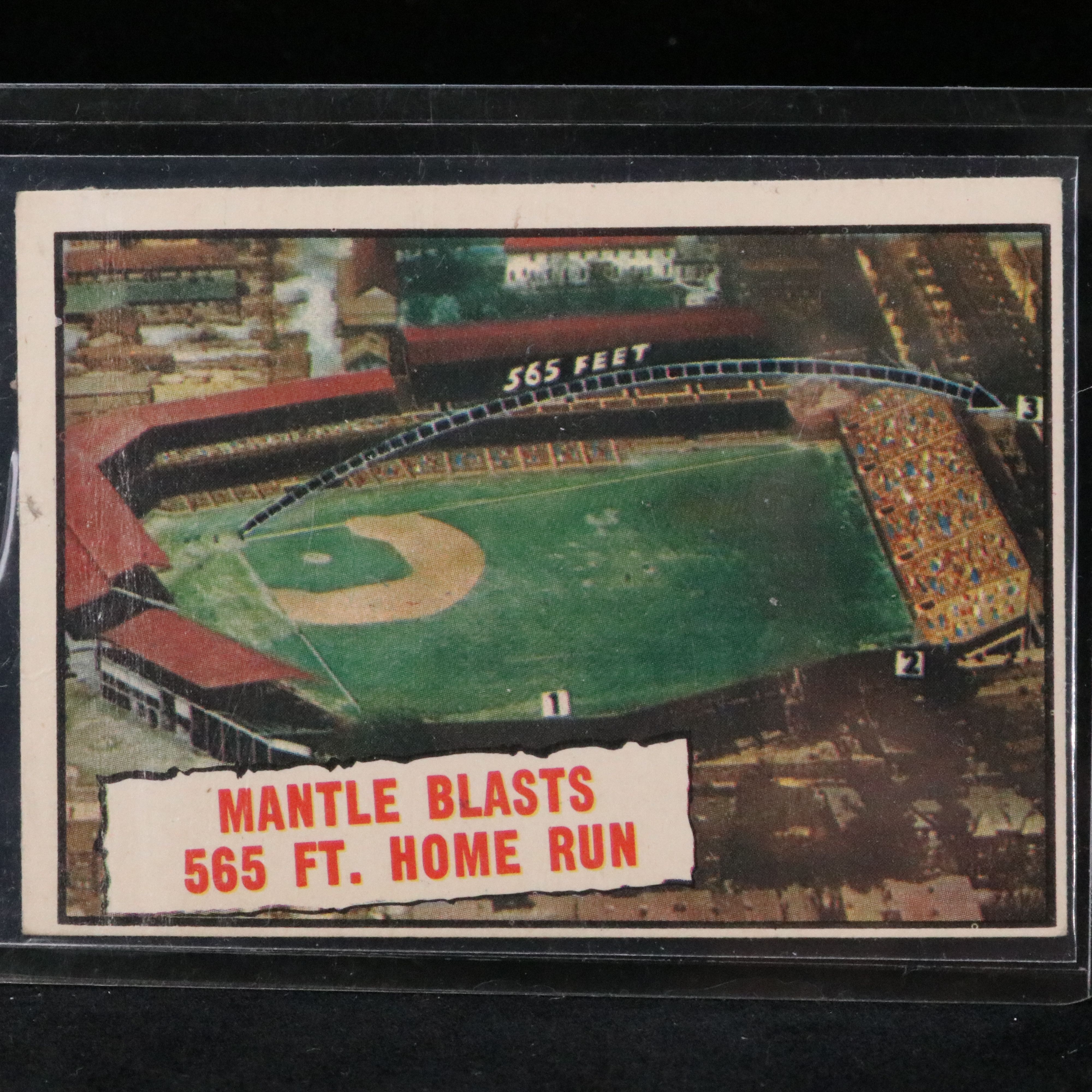 1961 Topps Mickey Mantle Baseball Thrills Card