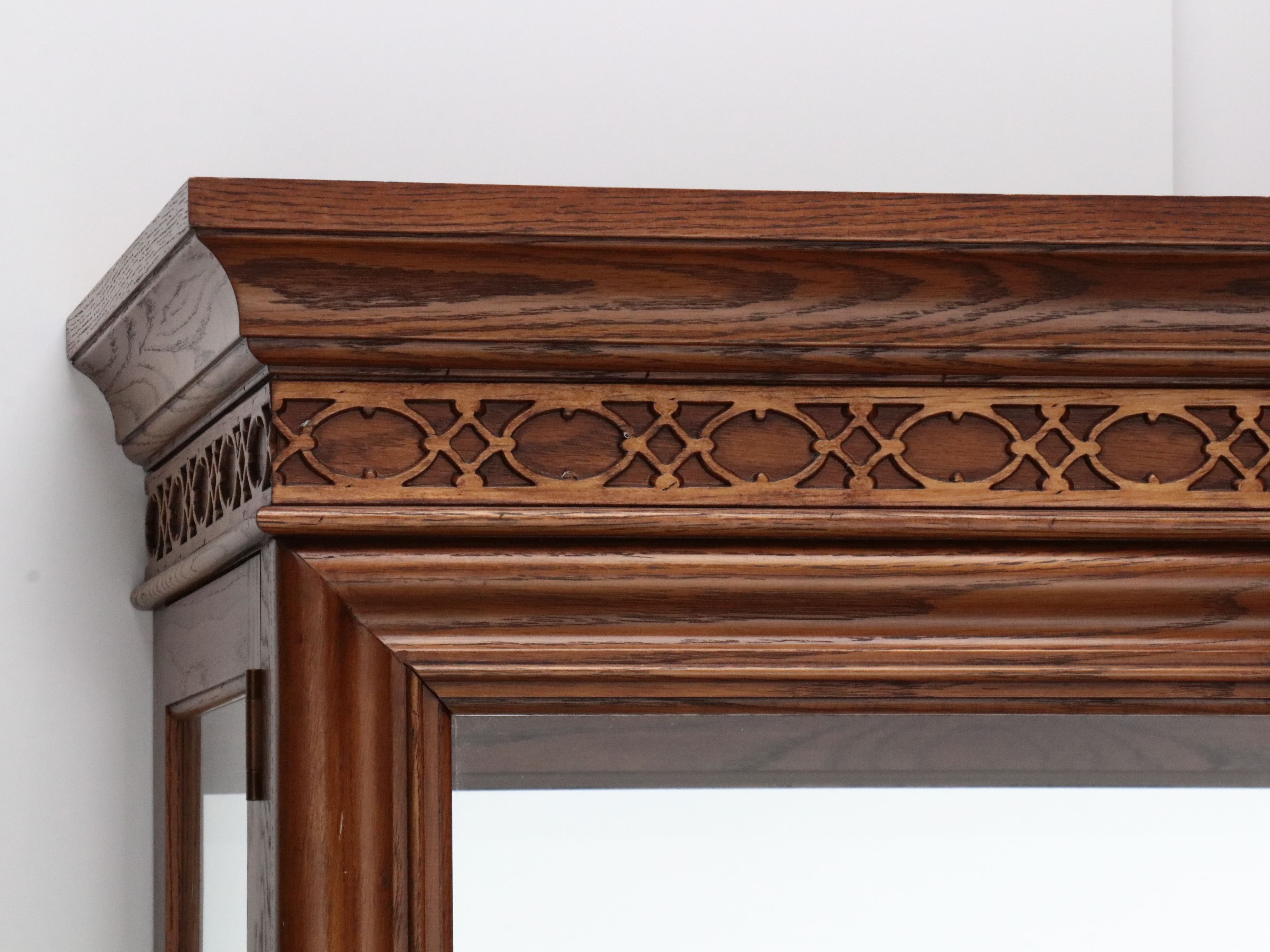 Victorian Style Oak Illuminated Display Cabinet