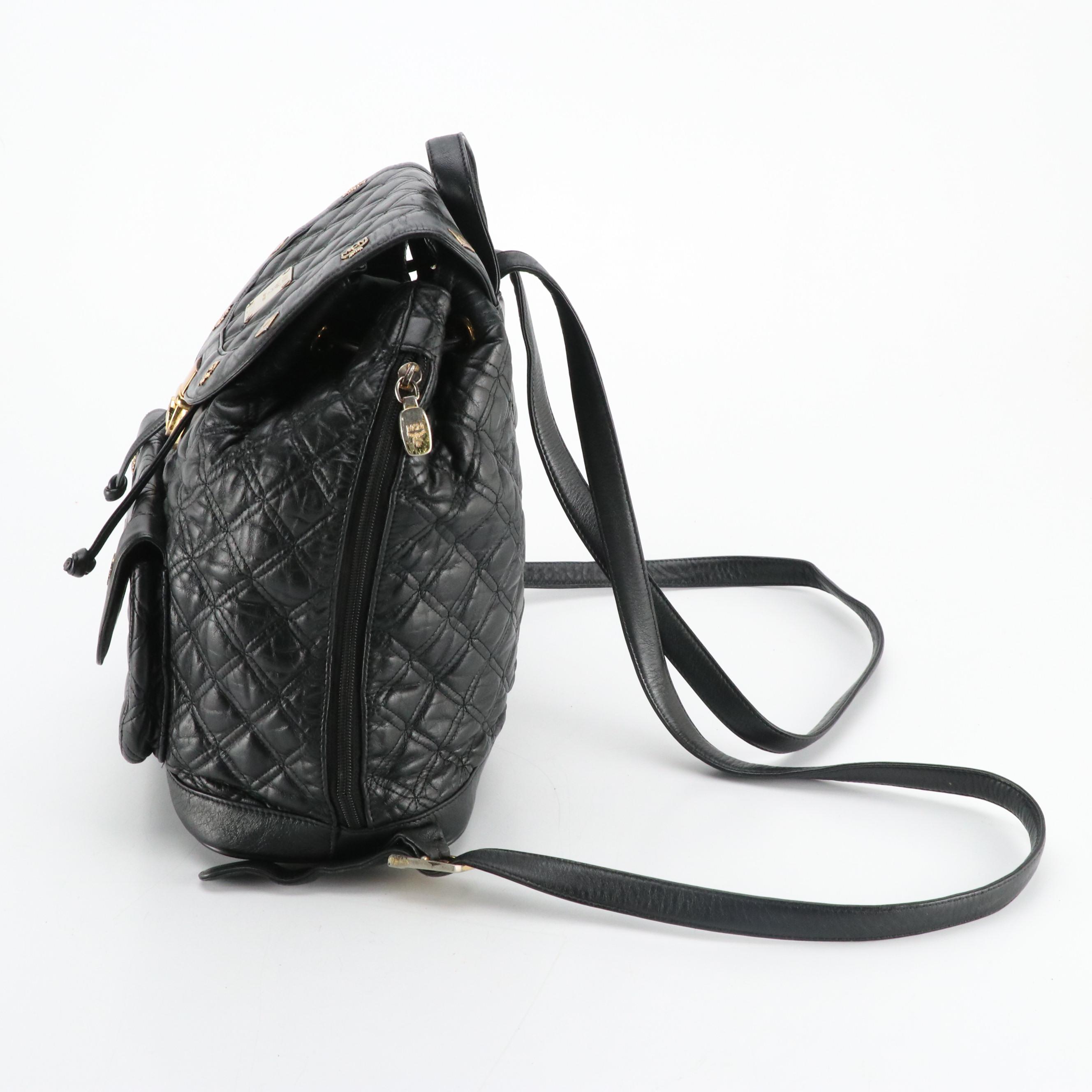 MCM Front Pocket Backpack Bag in Diamond Quilted Leather