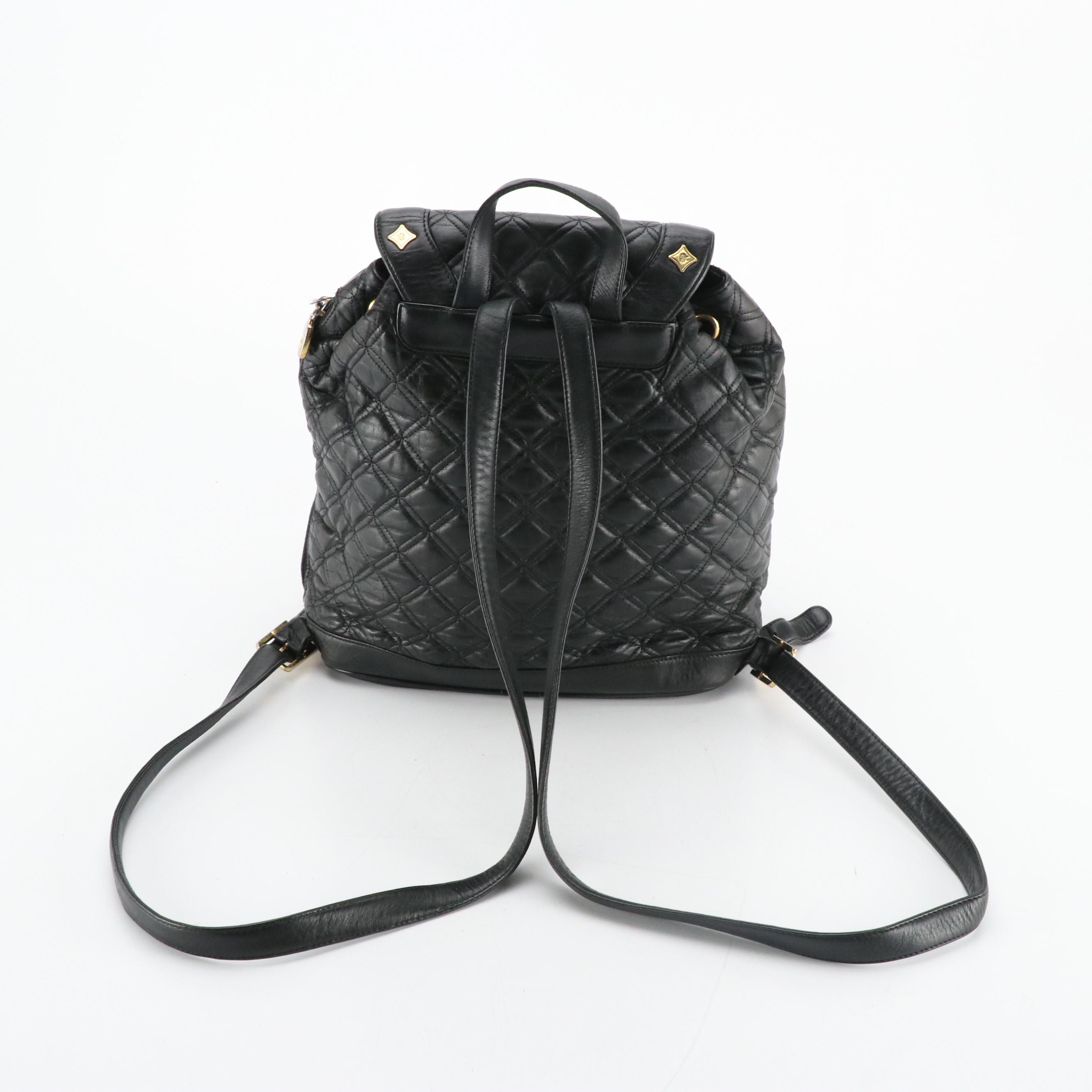 MCM Front Pocket Backpack Bag in Diamond Quilted Leather