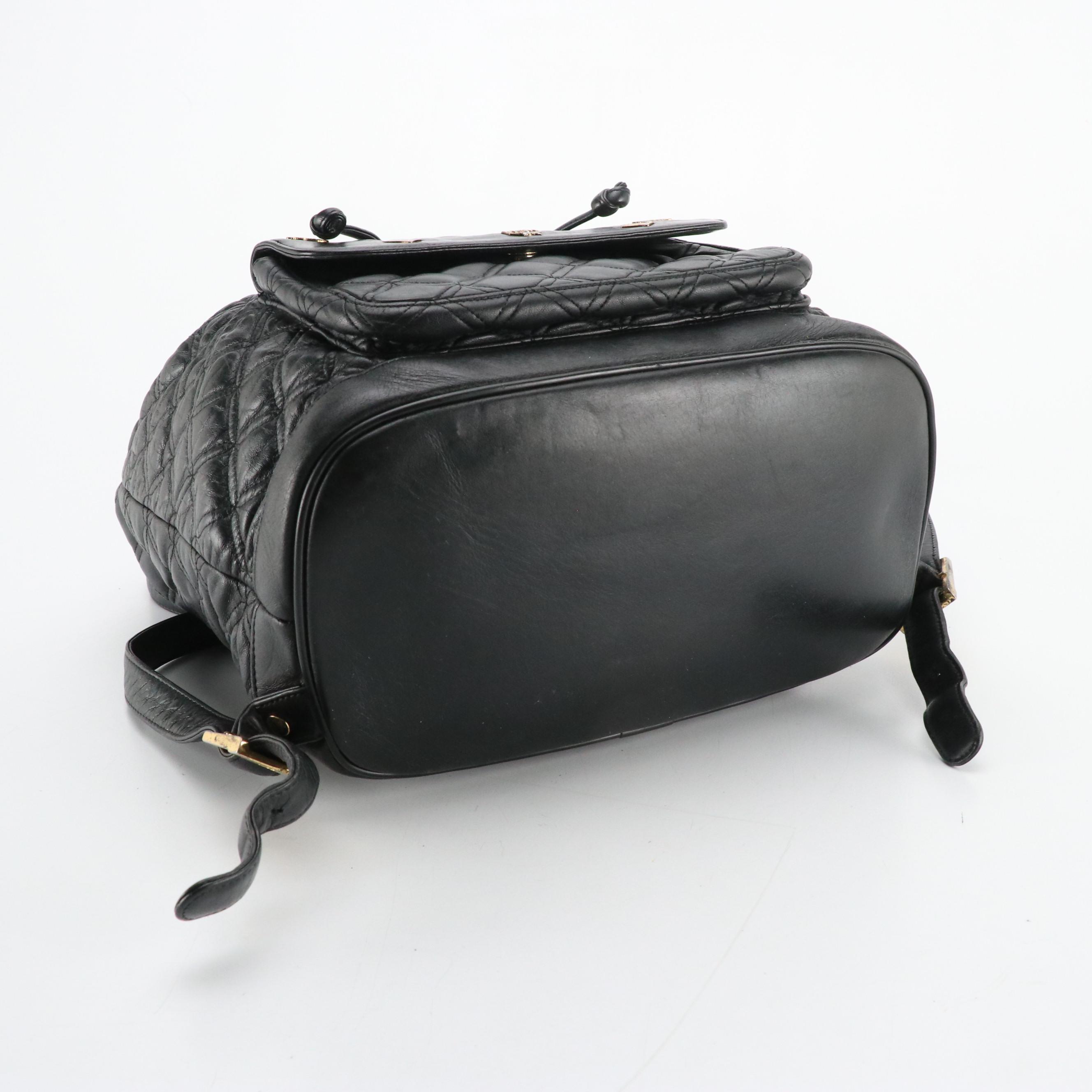 MCM Front Pocket Backpack Bag in Diamond Quilted Leather