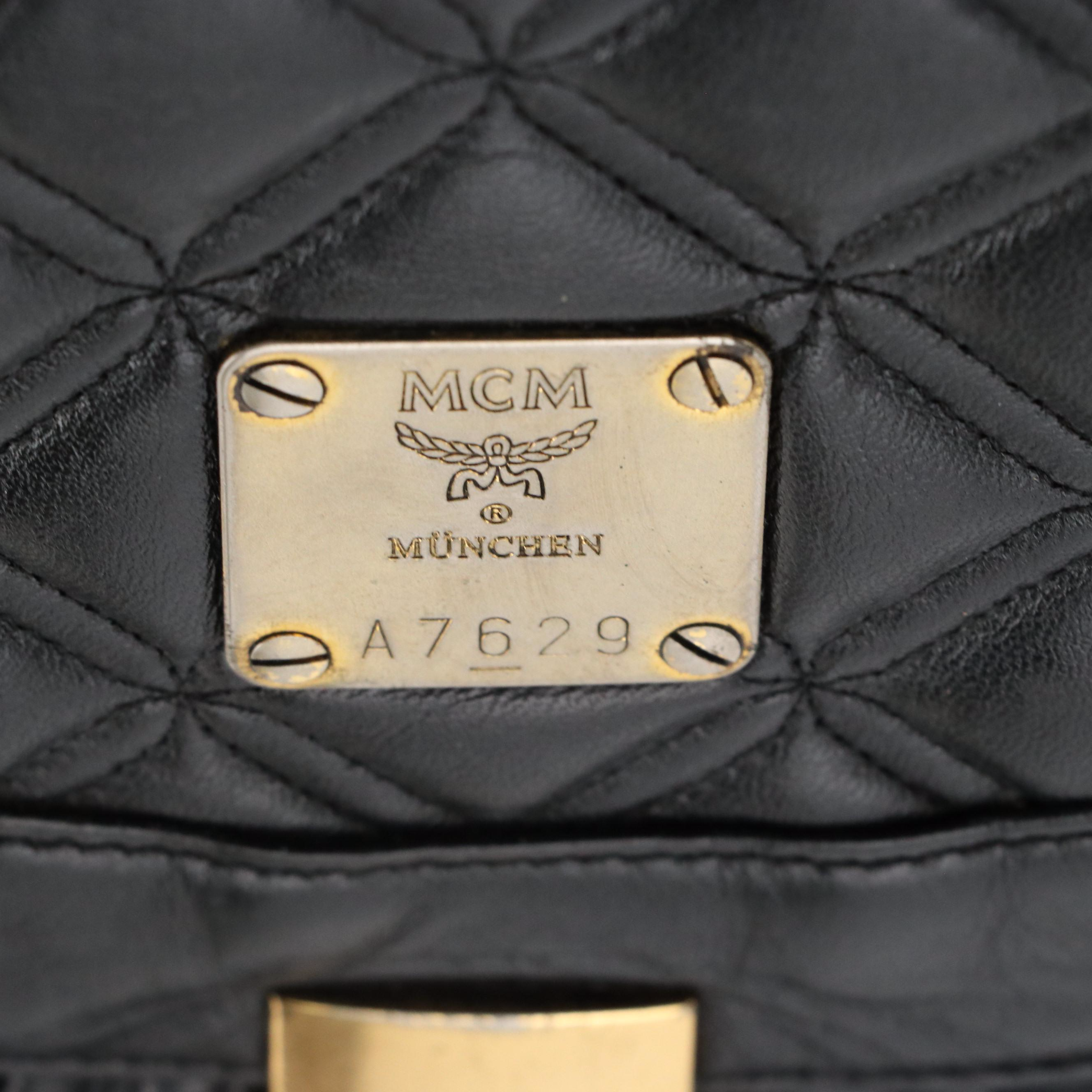 MCM Front Pocket Backpack Bag in Diamond Quilted Leather