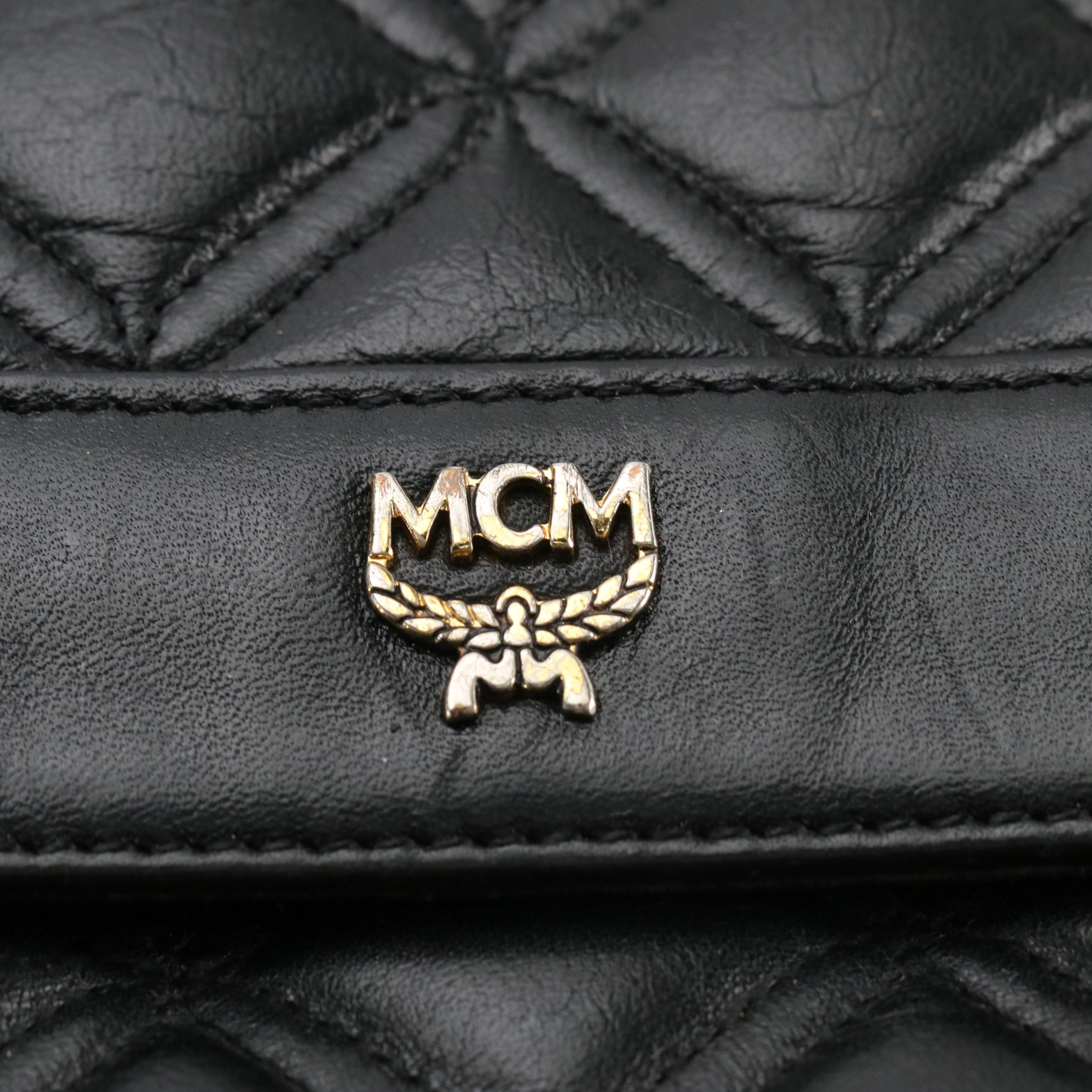 MCM Front Pocket Backpack Bag in Diamond Quilted Leather