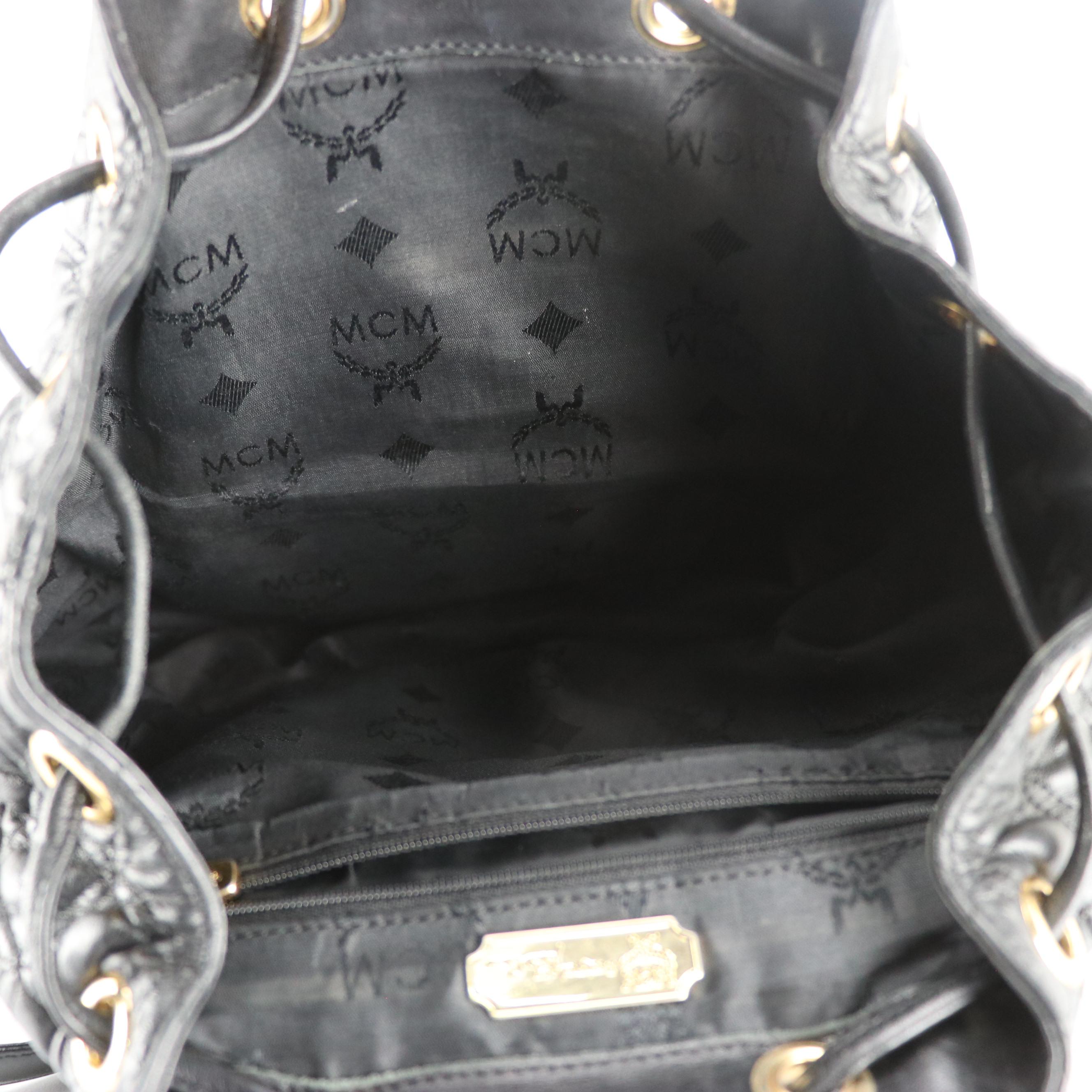 MCM Front Pocket Backpack Bag in Diamond Quilted Leather