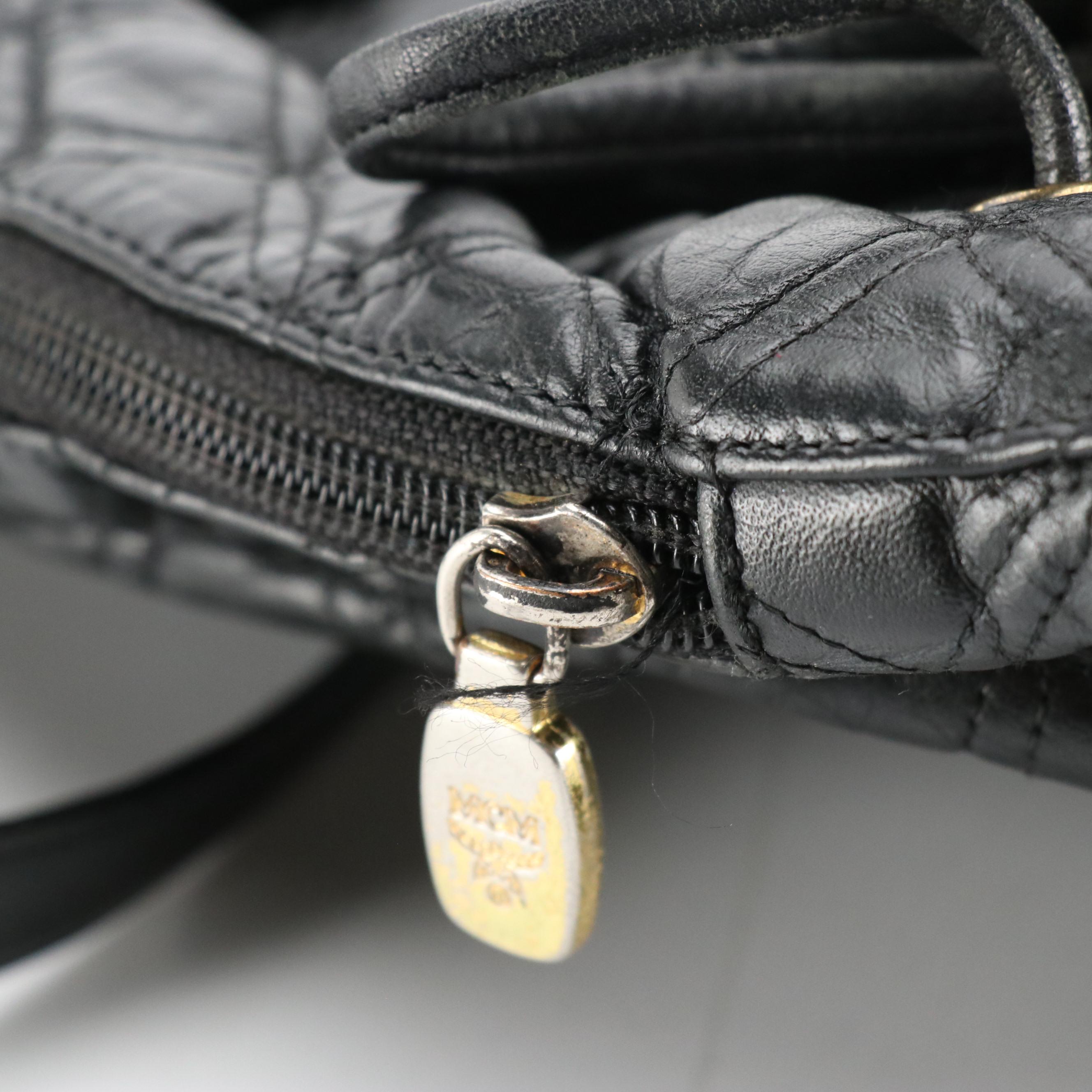 MCM Front Pocket Backpack Bag in Diamond Quilted Leather