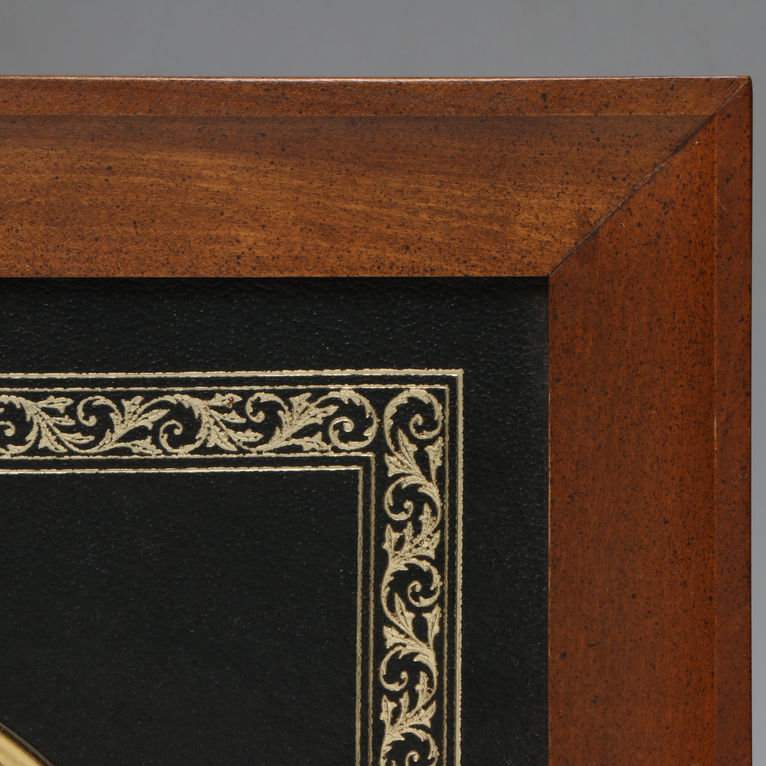 Elgin Wood Framed Gilt Leather Wall Clock