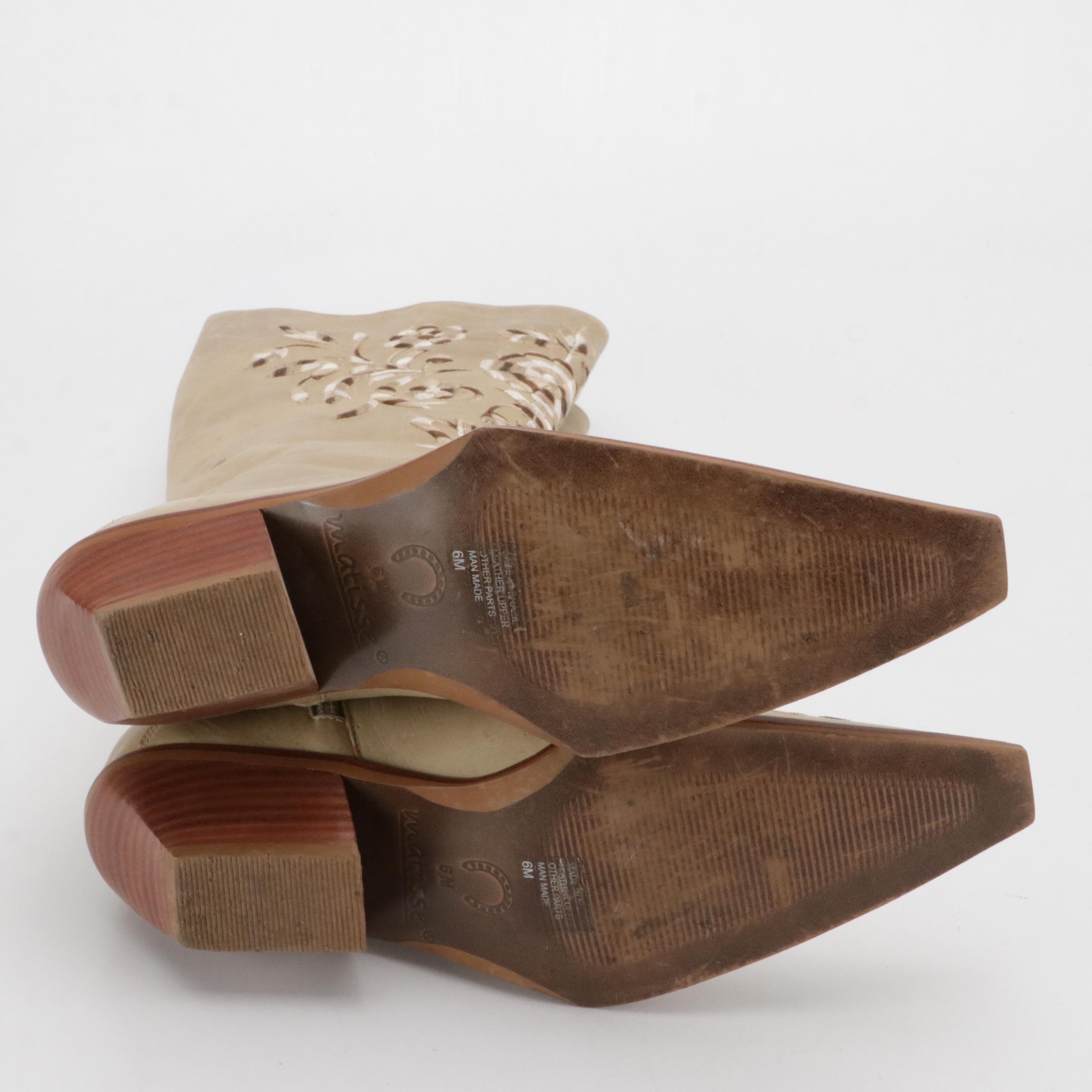 Lucchese White Leather Cowgirl Boots & Matisse Embroidered Leather Western Boots