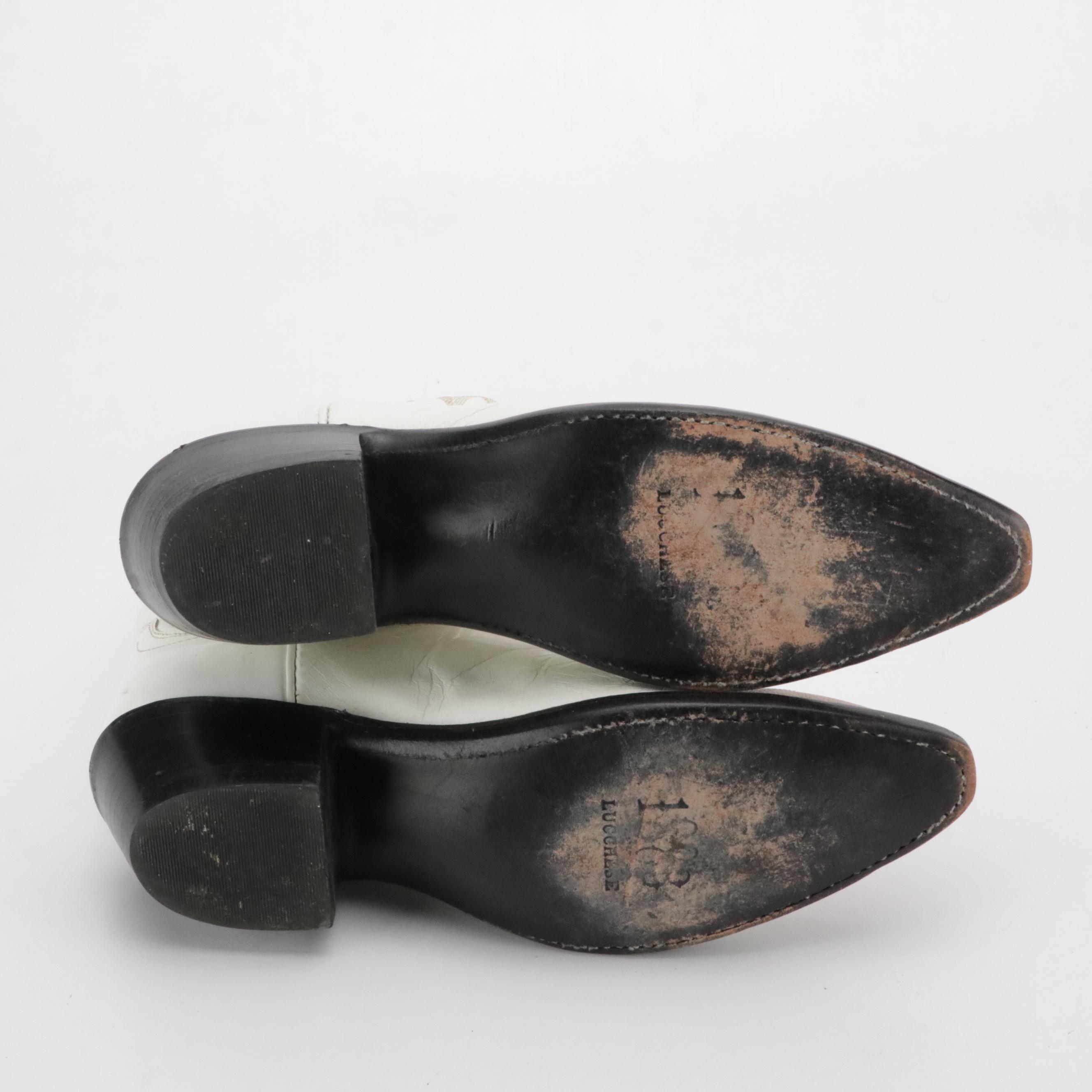 Lucchese White Leather Cowgirl Boots & Matisse Embroidered Leather Western Boots