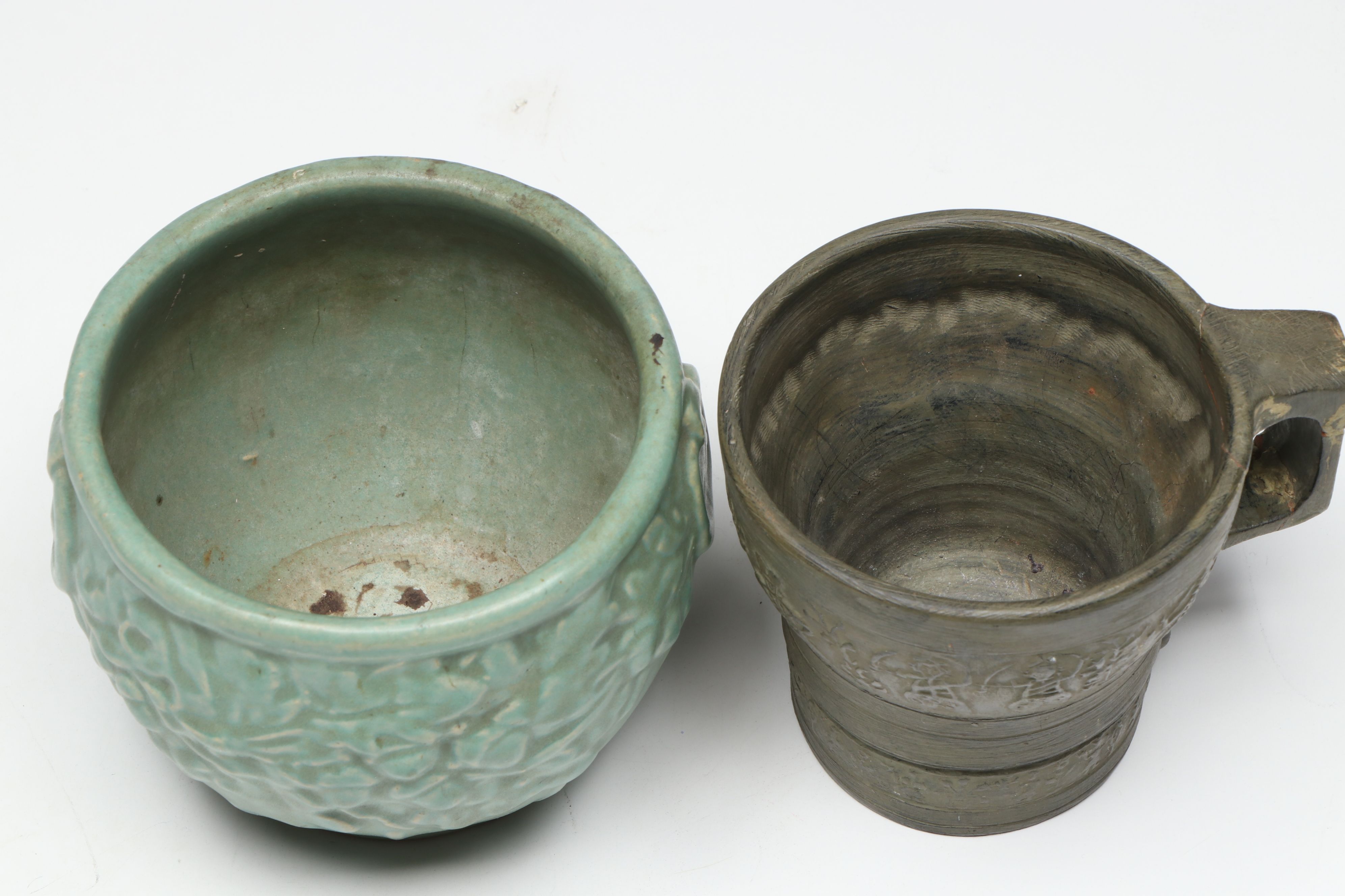 Artist Signed Sgraffito Bud Vase with More Art Pottery Vessels