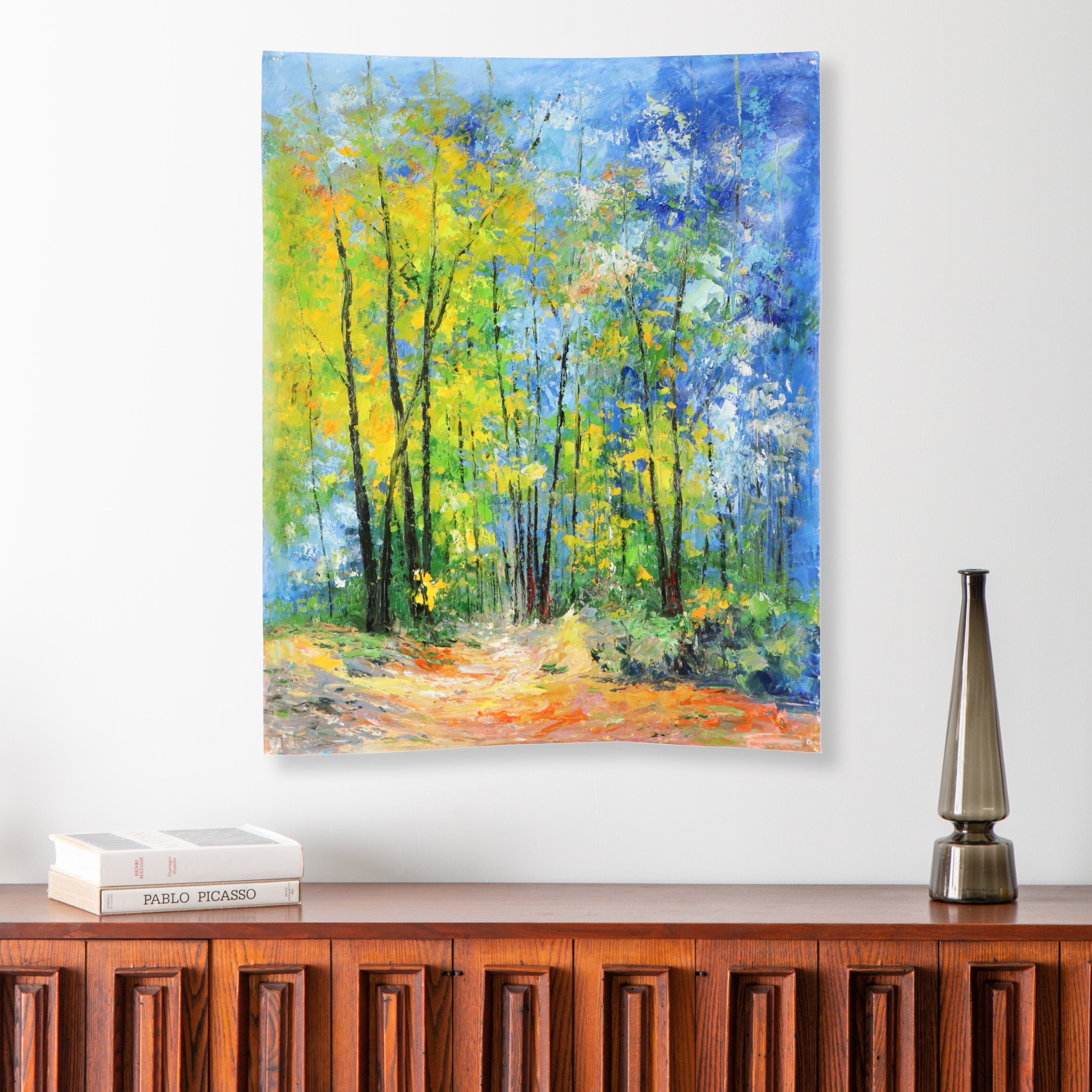 Impasto Painting of Woodland Landscape, 21st Century