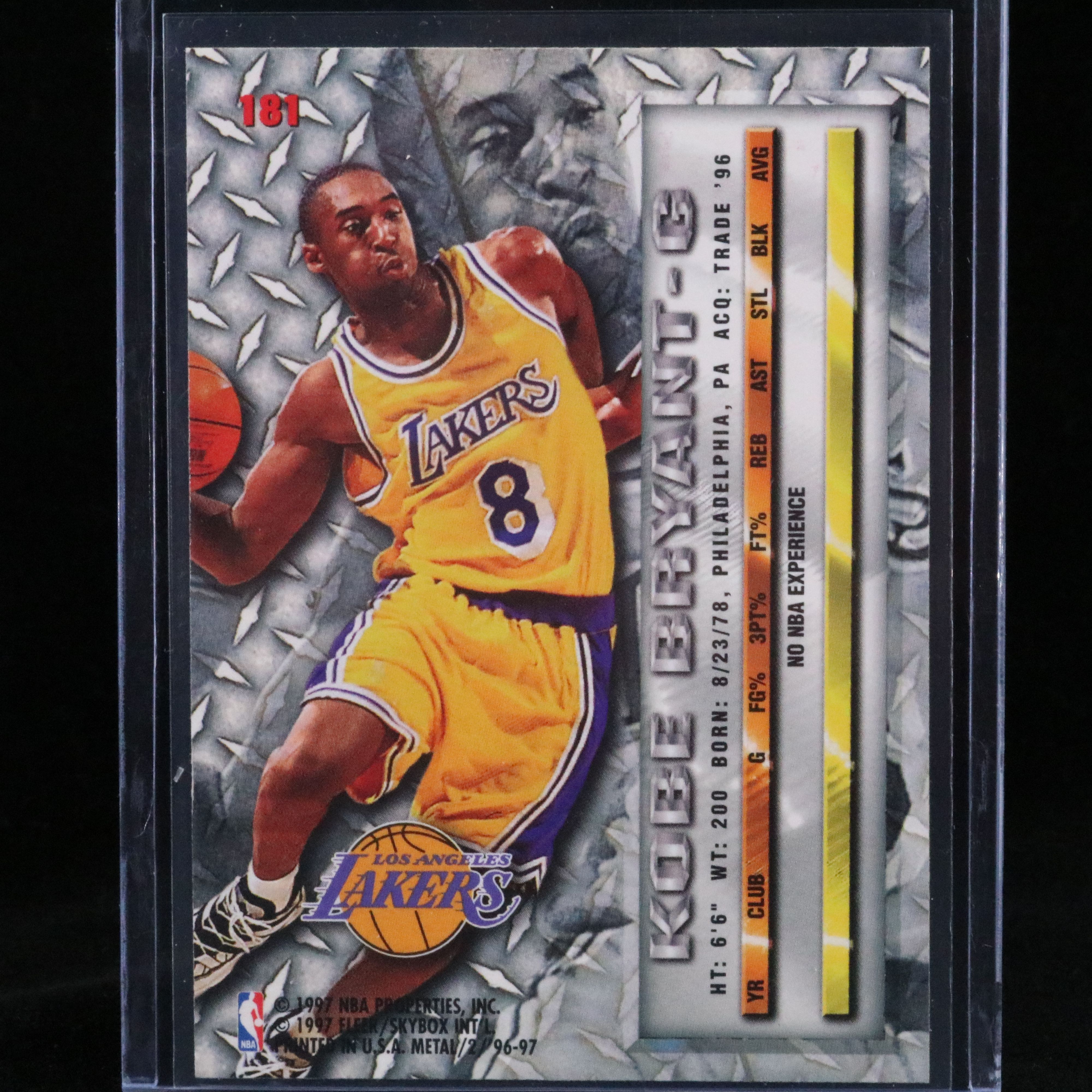 1996-97 Fleer Metal Kobe Bryant Los Angeles Lakers Rookie Card