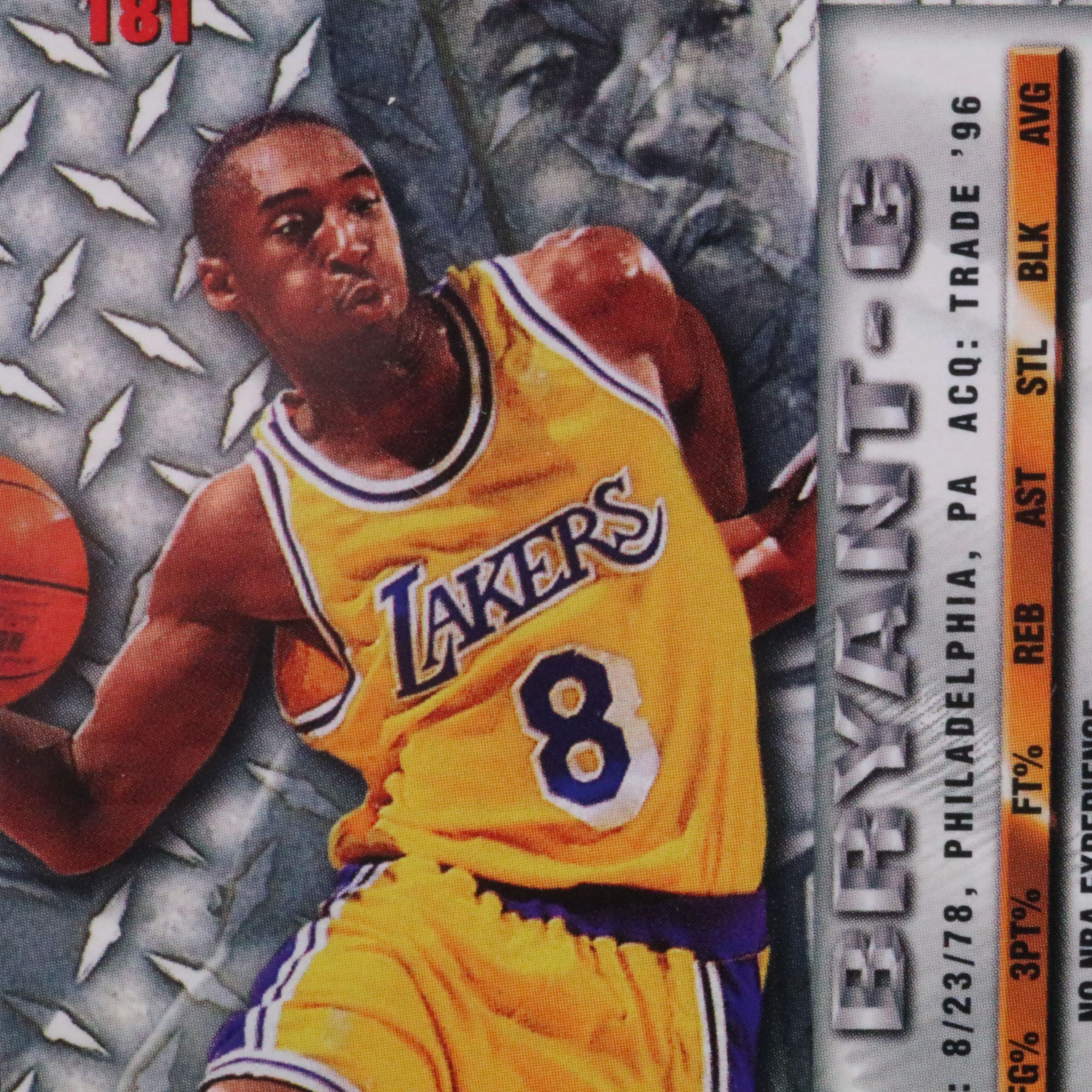 1996-97 Fleer Metal Kobe Bryant Los Angeles Lakers Rookie Card