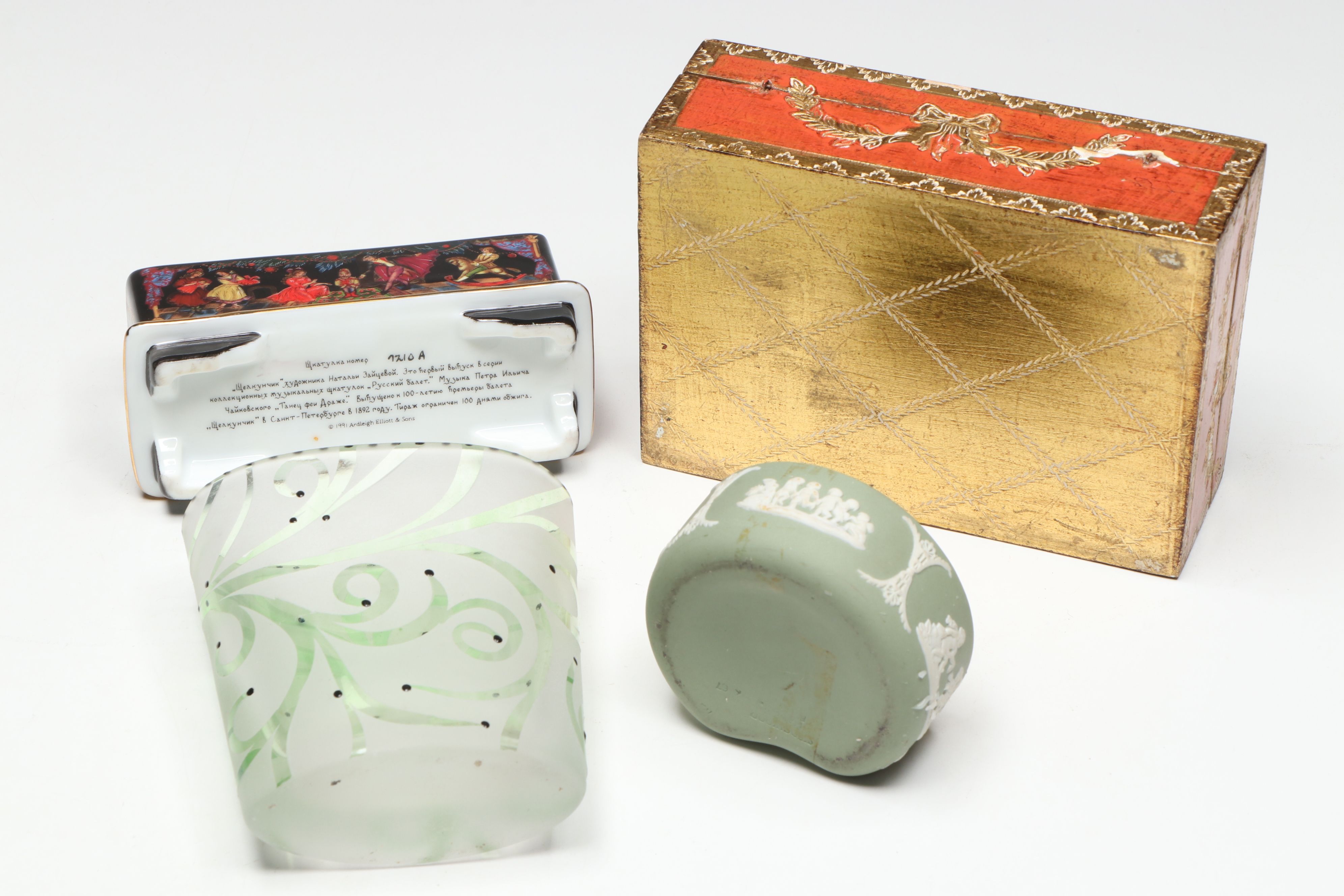 Ardleigh Elliott & Sons Nutcracker Music Box with Wedgwood and Other Table Décor