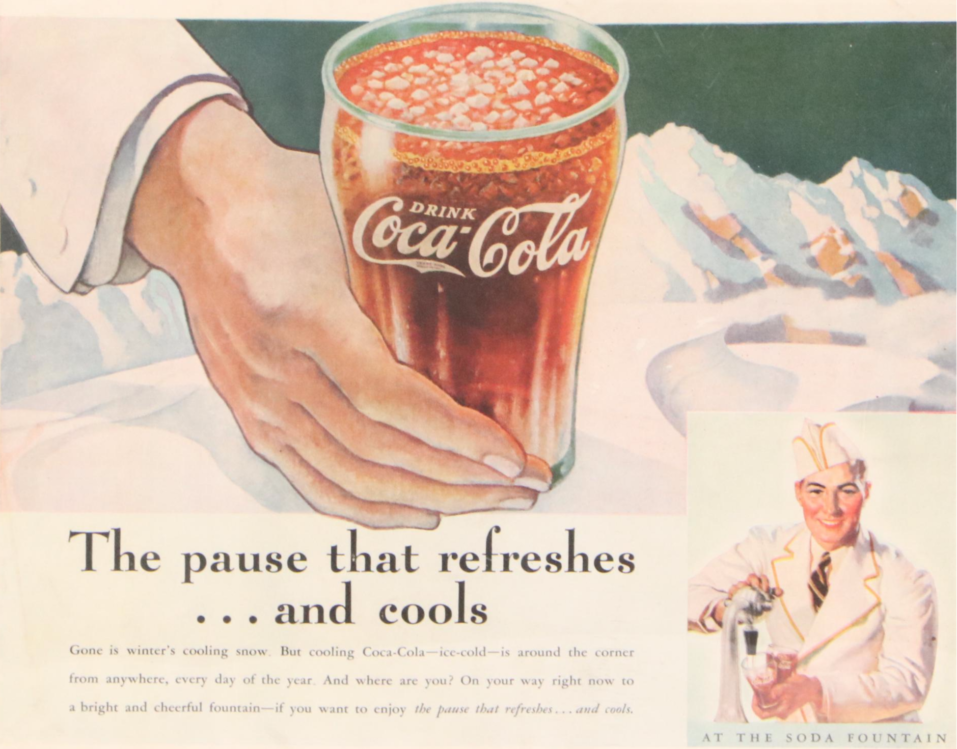 Coca-Cola Offset Lithograph Advertisement Illustration, Mid-20th Century