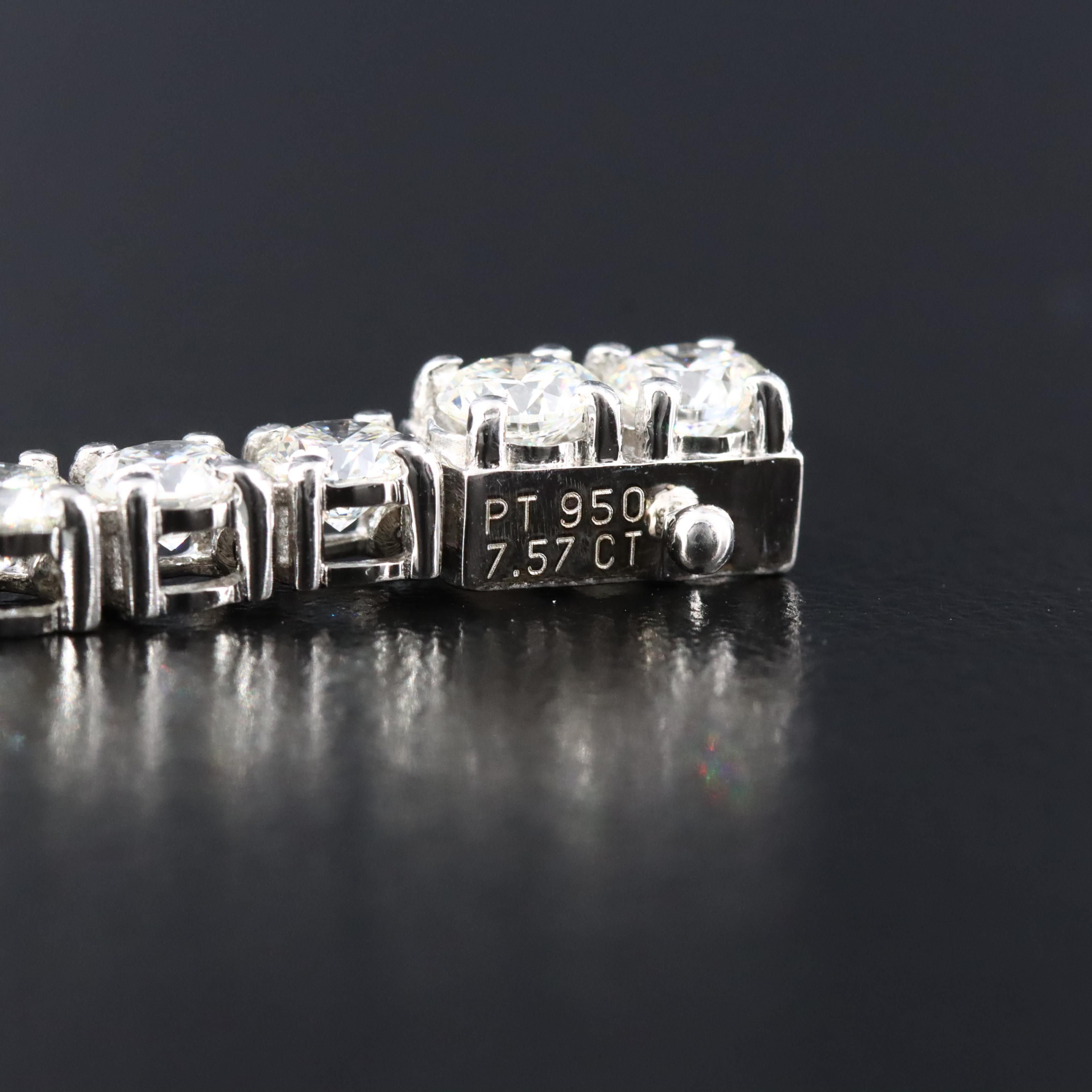Platinum 7.57 CTW Diamond Line Bracelet with GIA Report