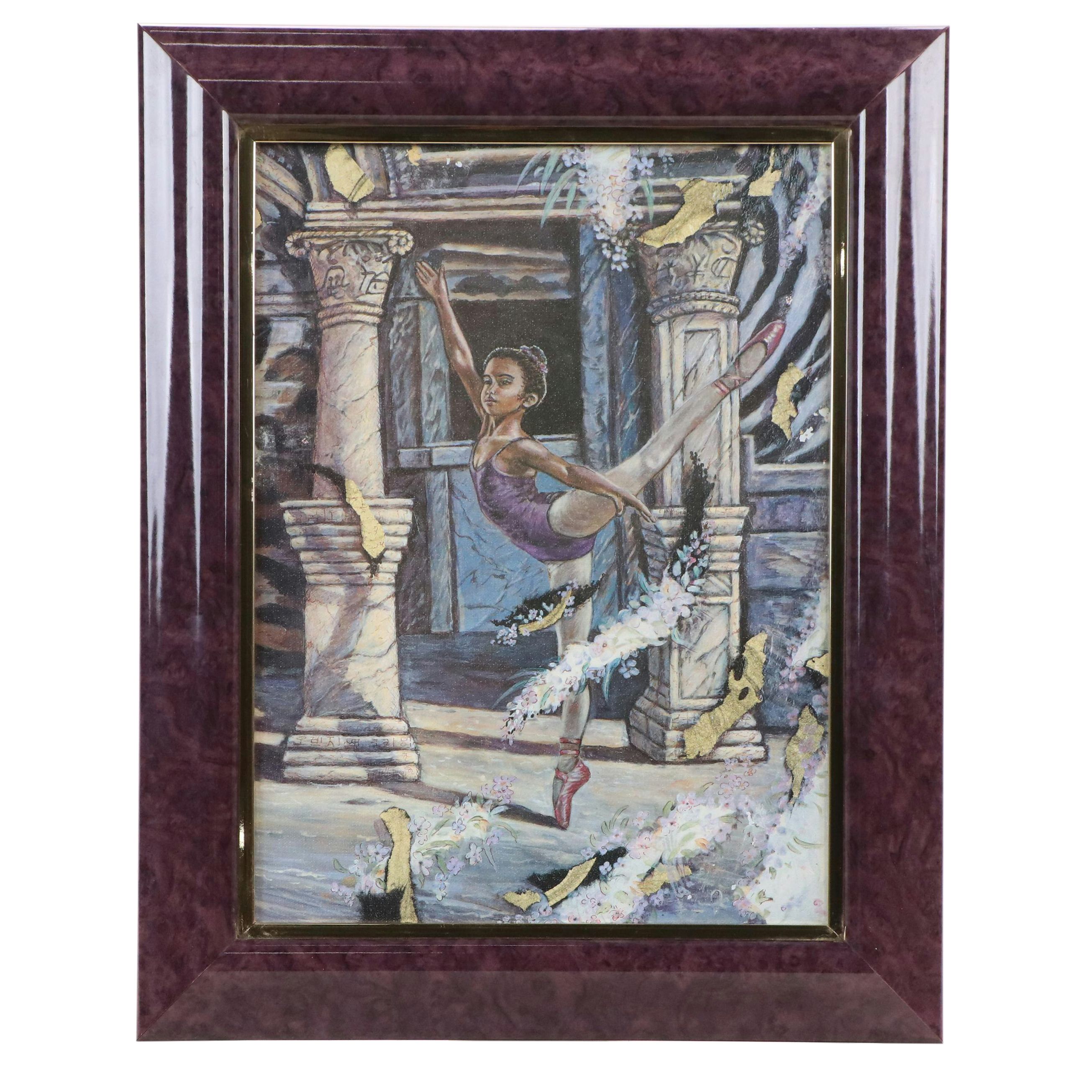 Offset Lithograph "Classic Ballerina on Stage," 21st Century