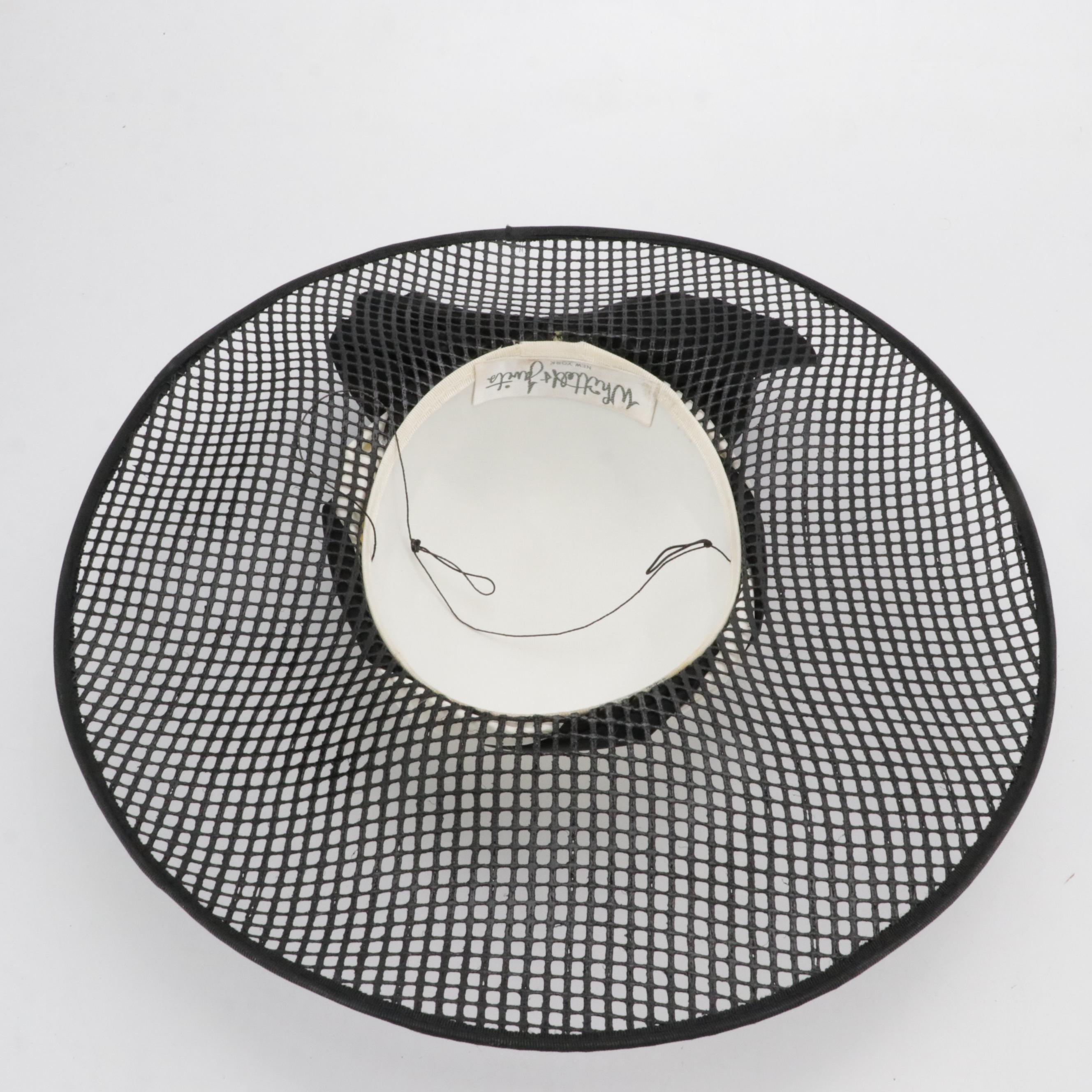 Whittall + Javits Wide Brim Platter Hat with Black Bow in Box