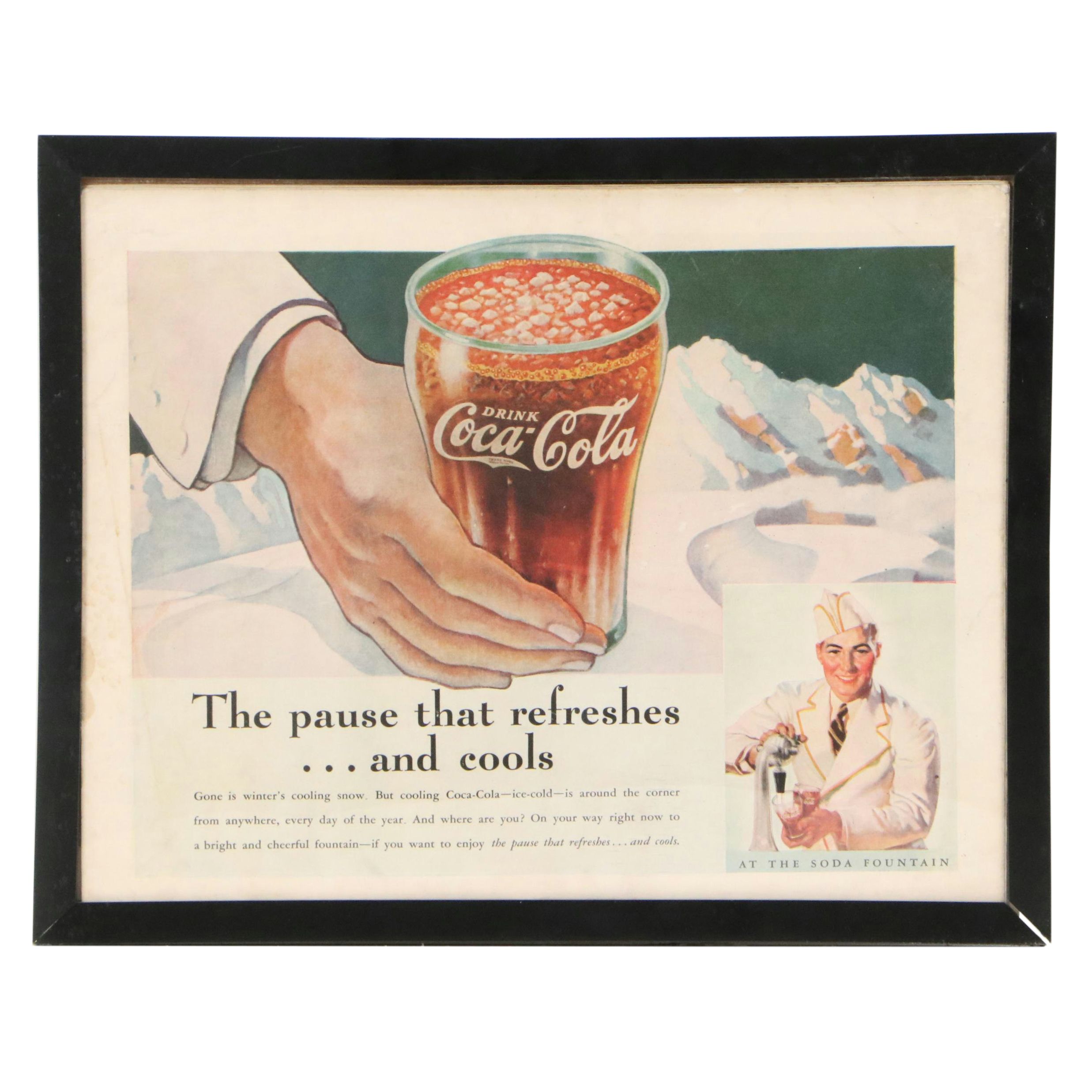 Coca-Cola Offset Lithograph Advertisement Illustration, Mid-20th Century