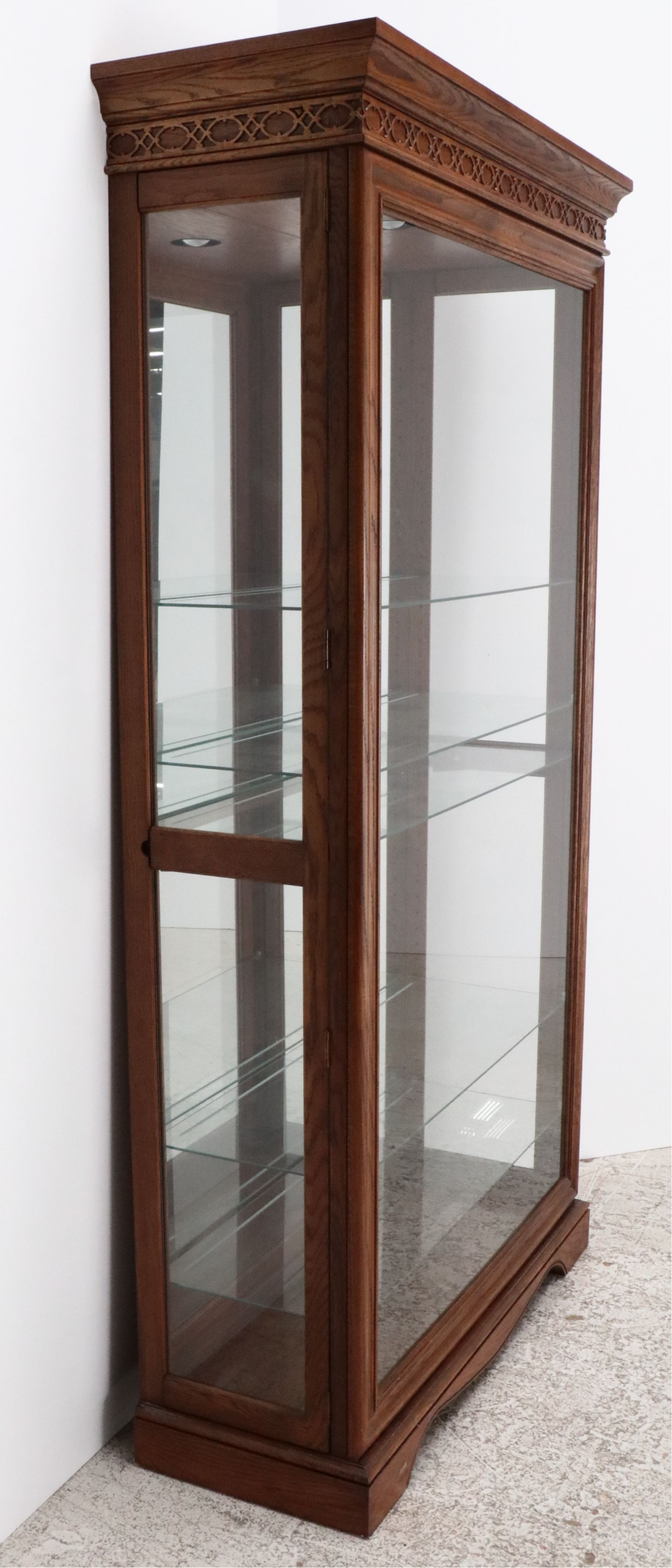 Victorian Style Oak Illuminated Display Cabinet