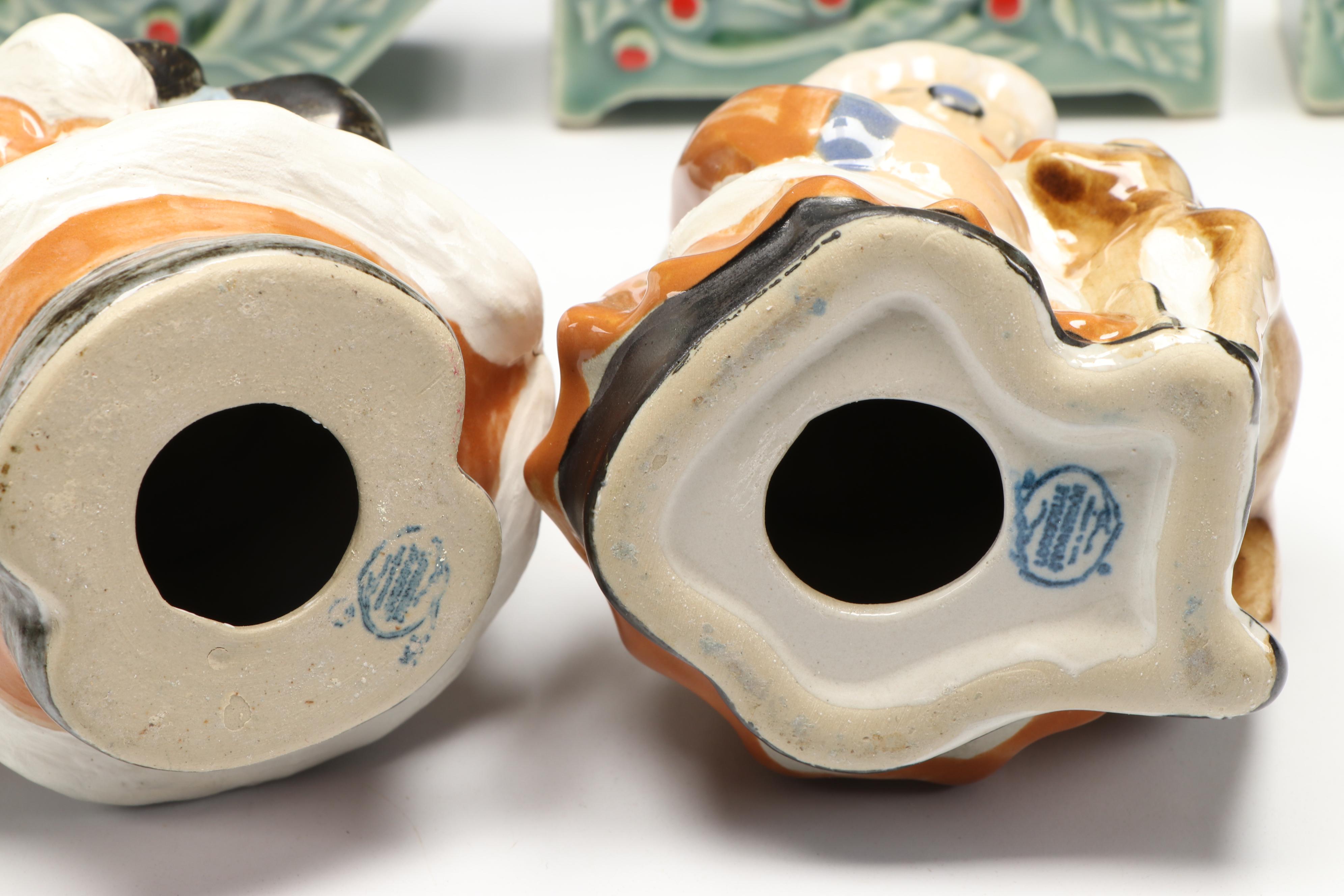 Louisville Stoneware Mr. and Mrs. Claus Figurines with Other Seasonal Décor