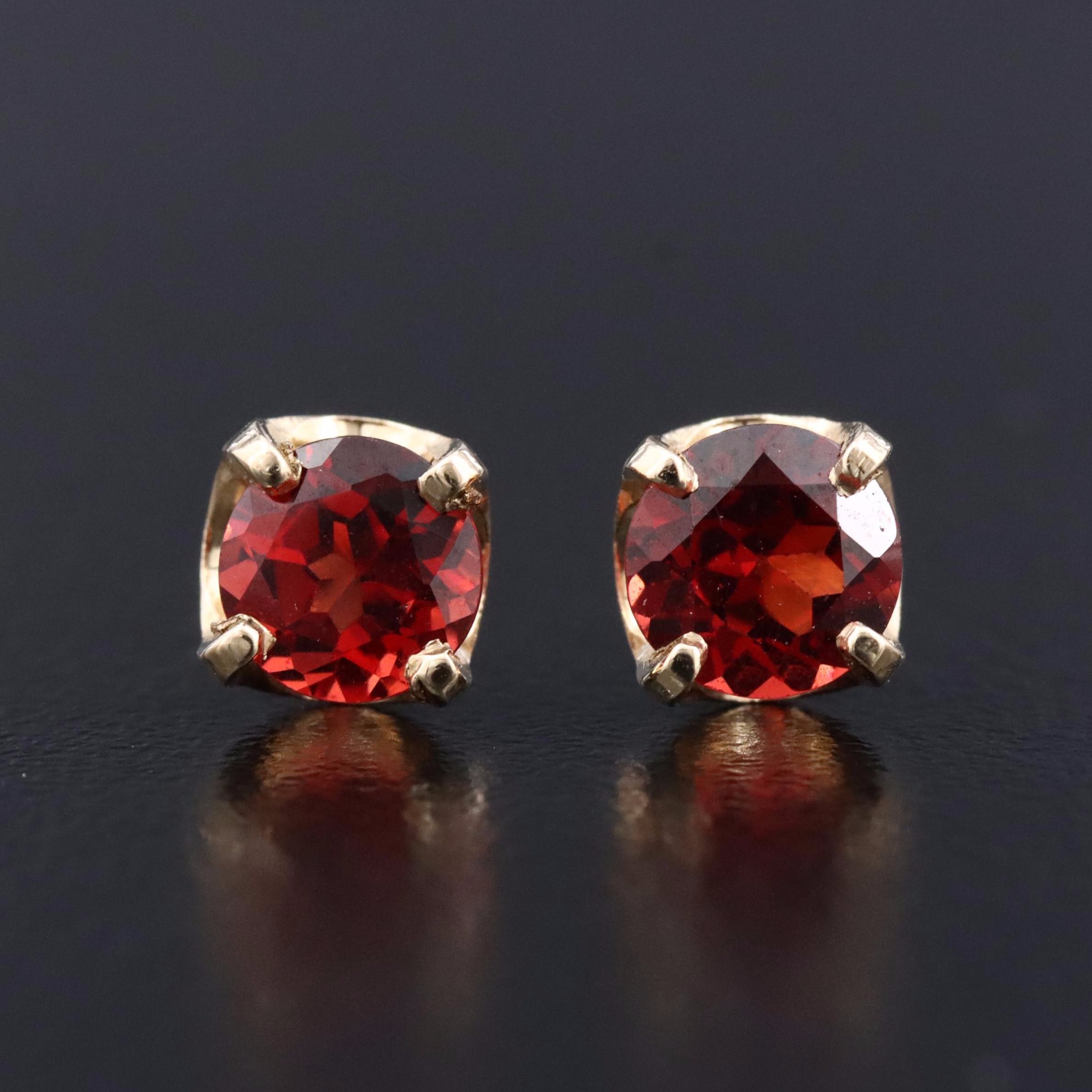 14K Garnet Stud Earrings