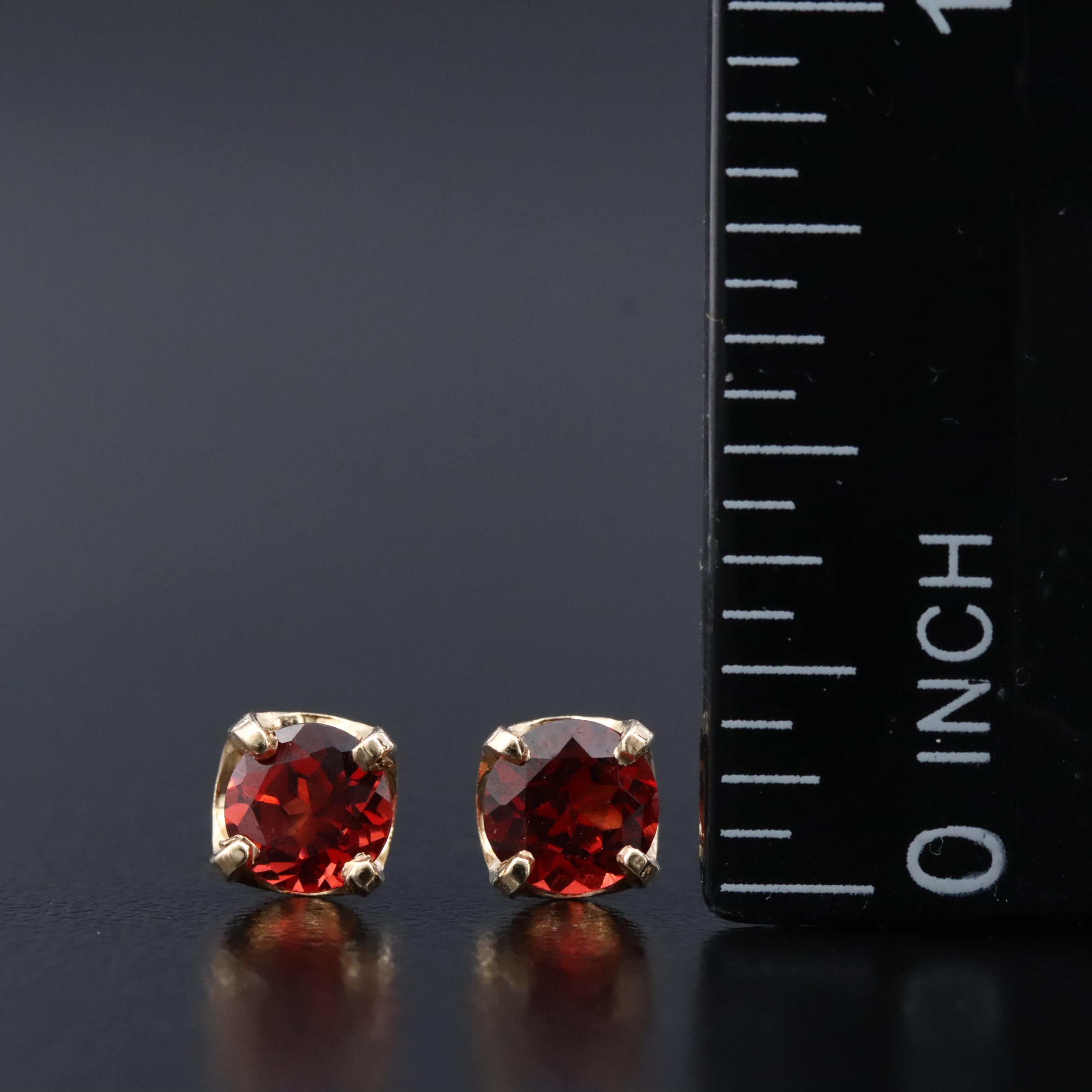 14K Garnet Stud Earrings