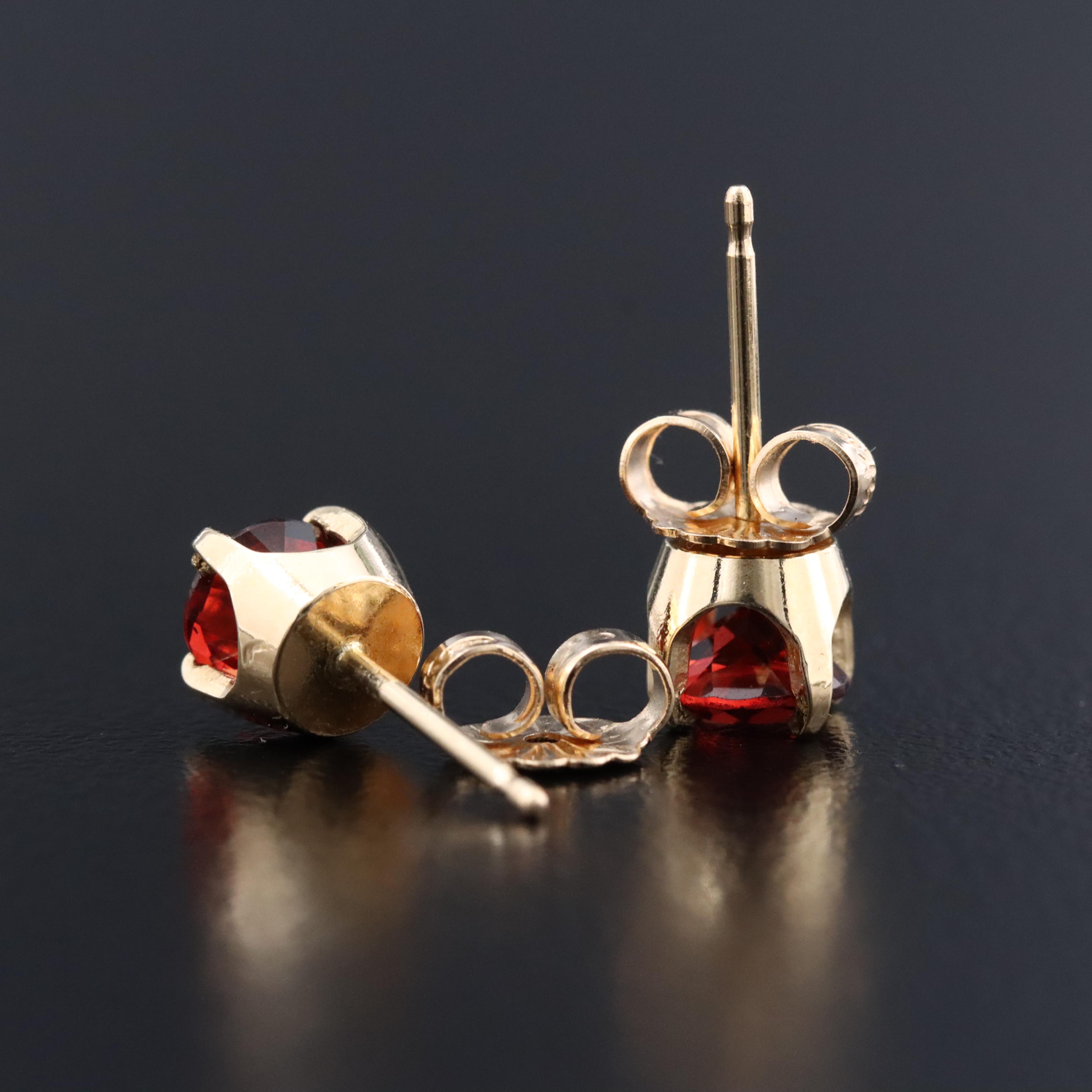 14K Garnet Stud Earrings