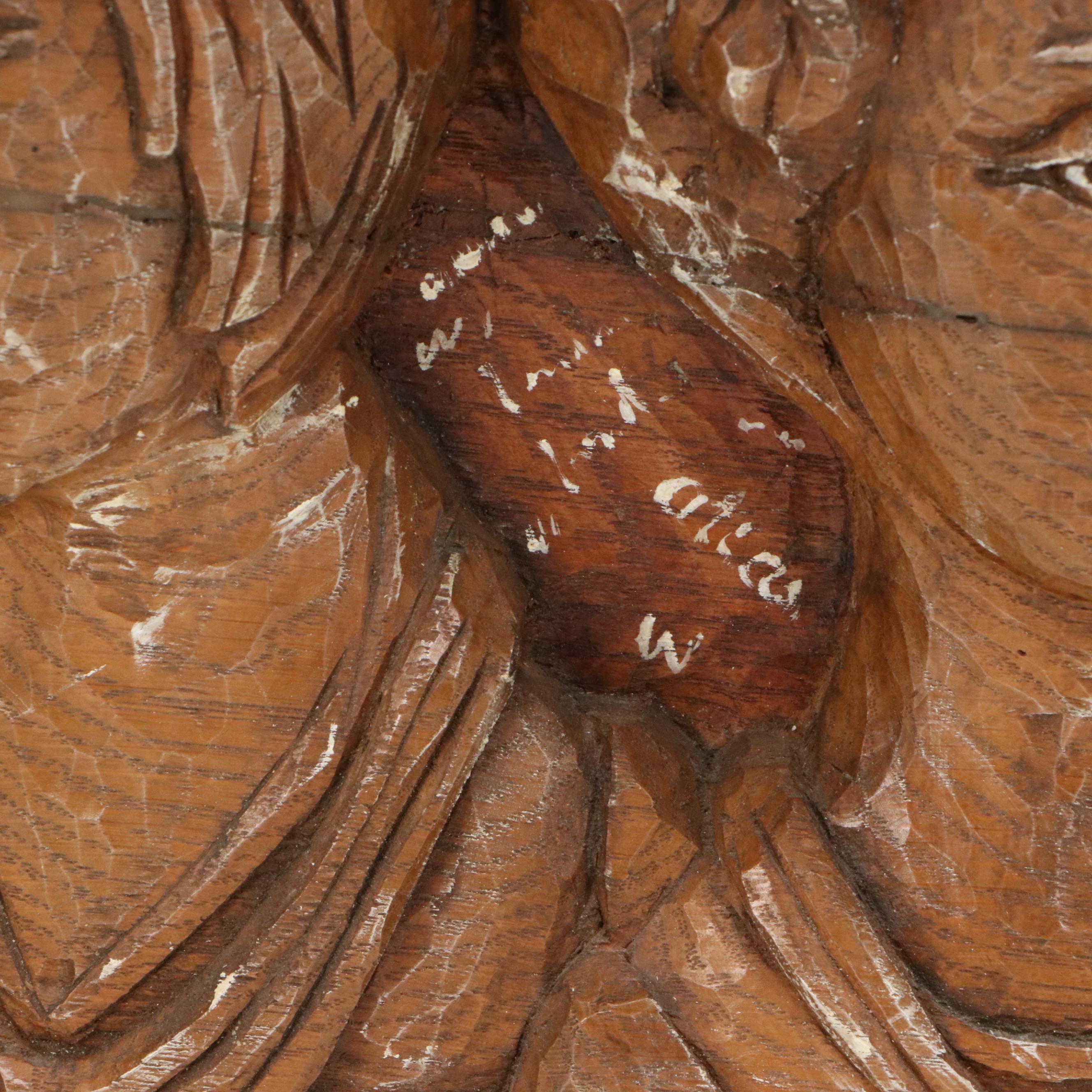 Mike Makras Carved Oak Sculpture "Blind Lemon / Mahogany Hall," 1970s