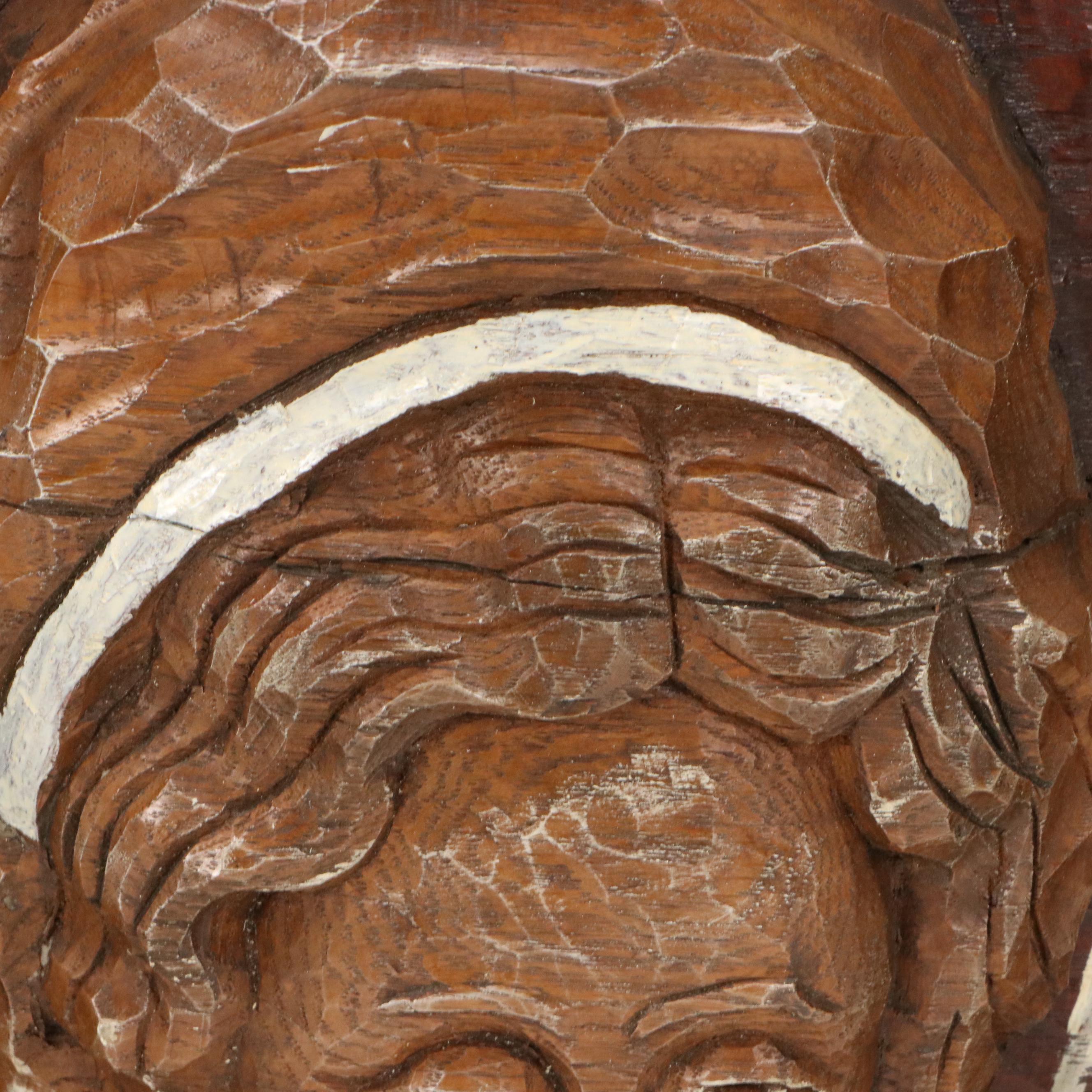 Mike Makras Carved Oak Sculpture "Blind Lemon / Mahogany Hall," 1970s