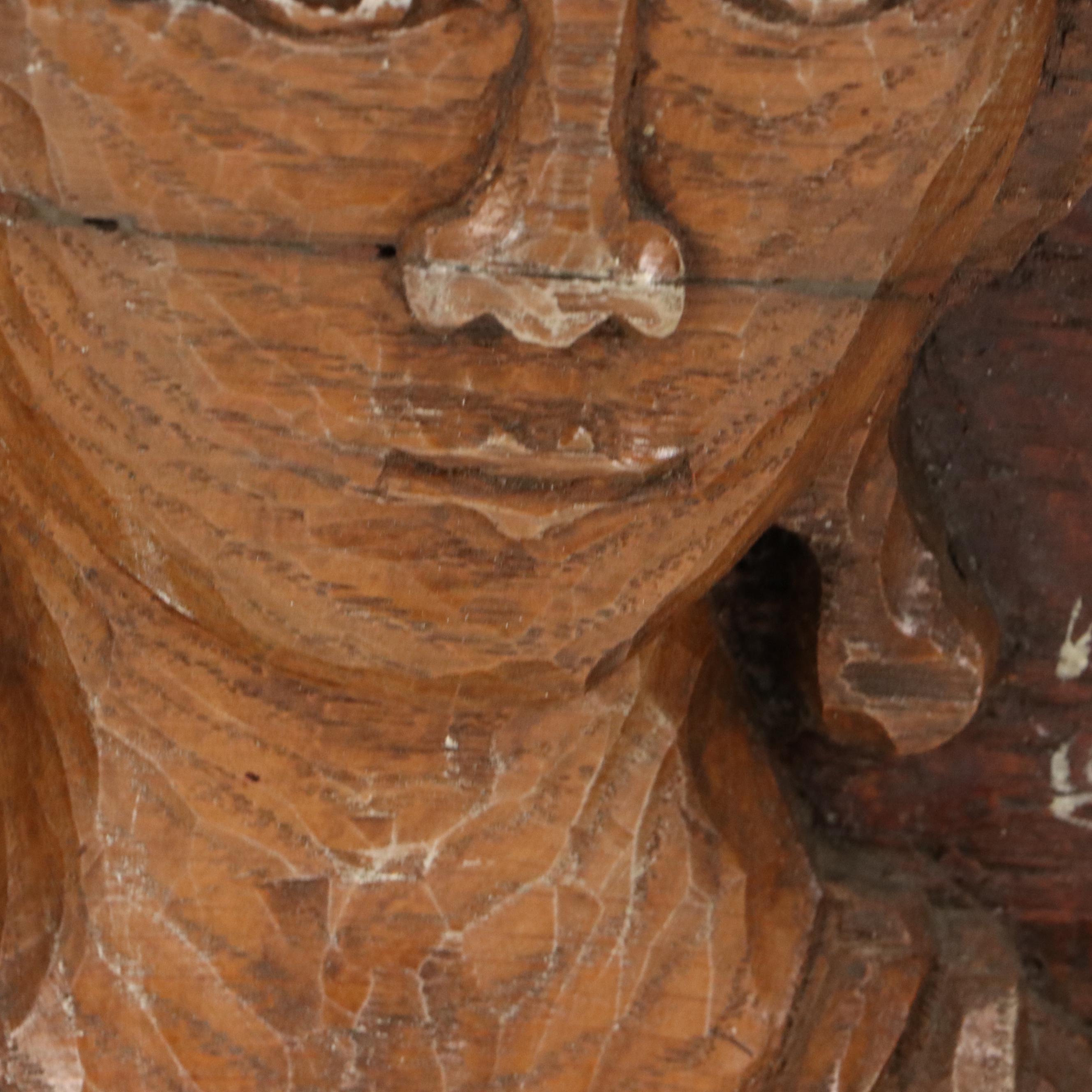 Mike Makras Carved Oak Sculpture "Blind Lemon / Mahogany Hall," 1970s