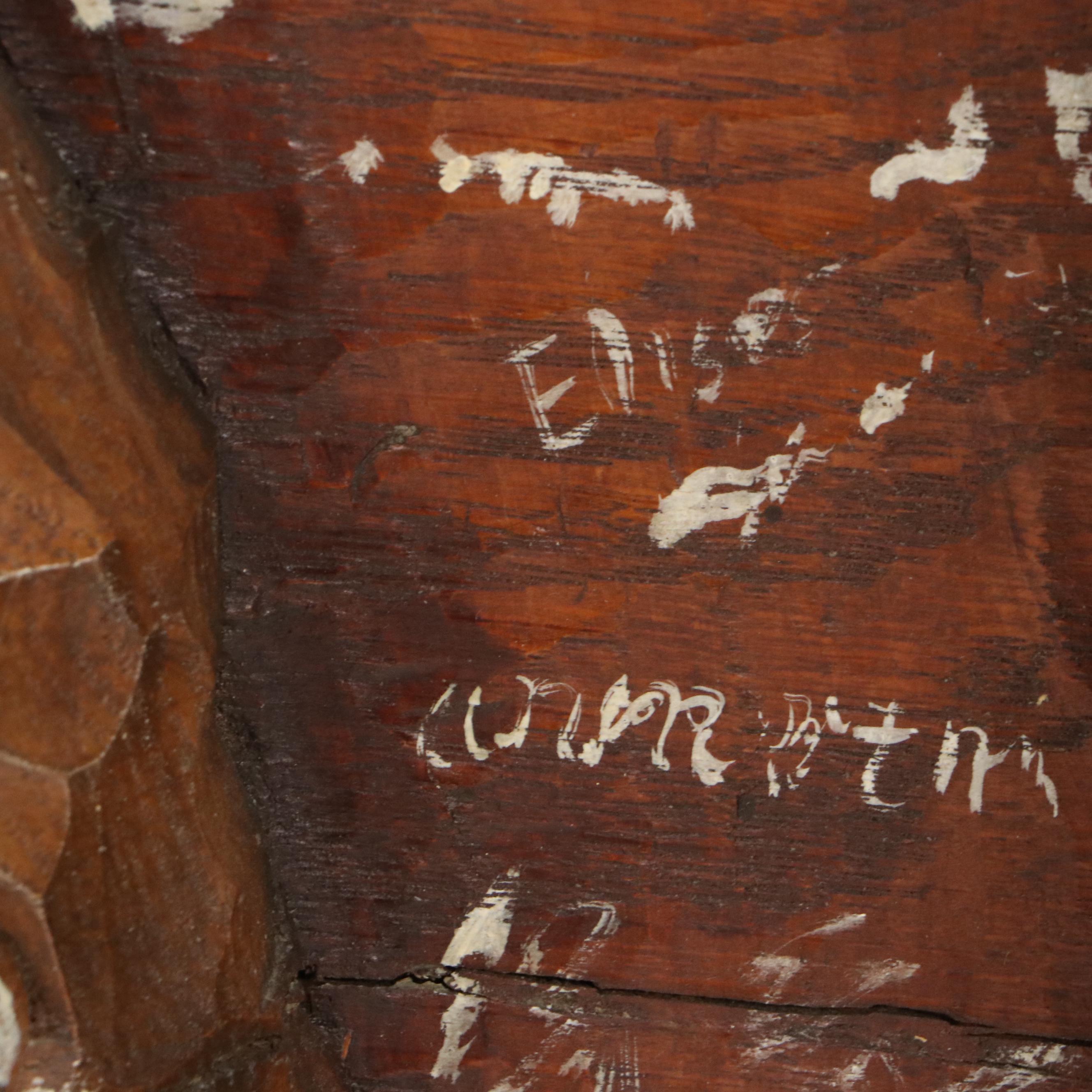 Mike Makras Carved Oak Sculpture "Blind Lemon / Mahogany Hall," 1970s