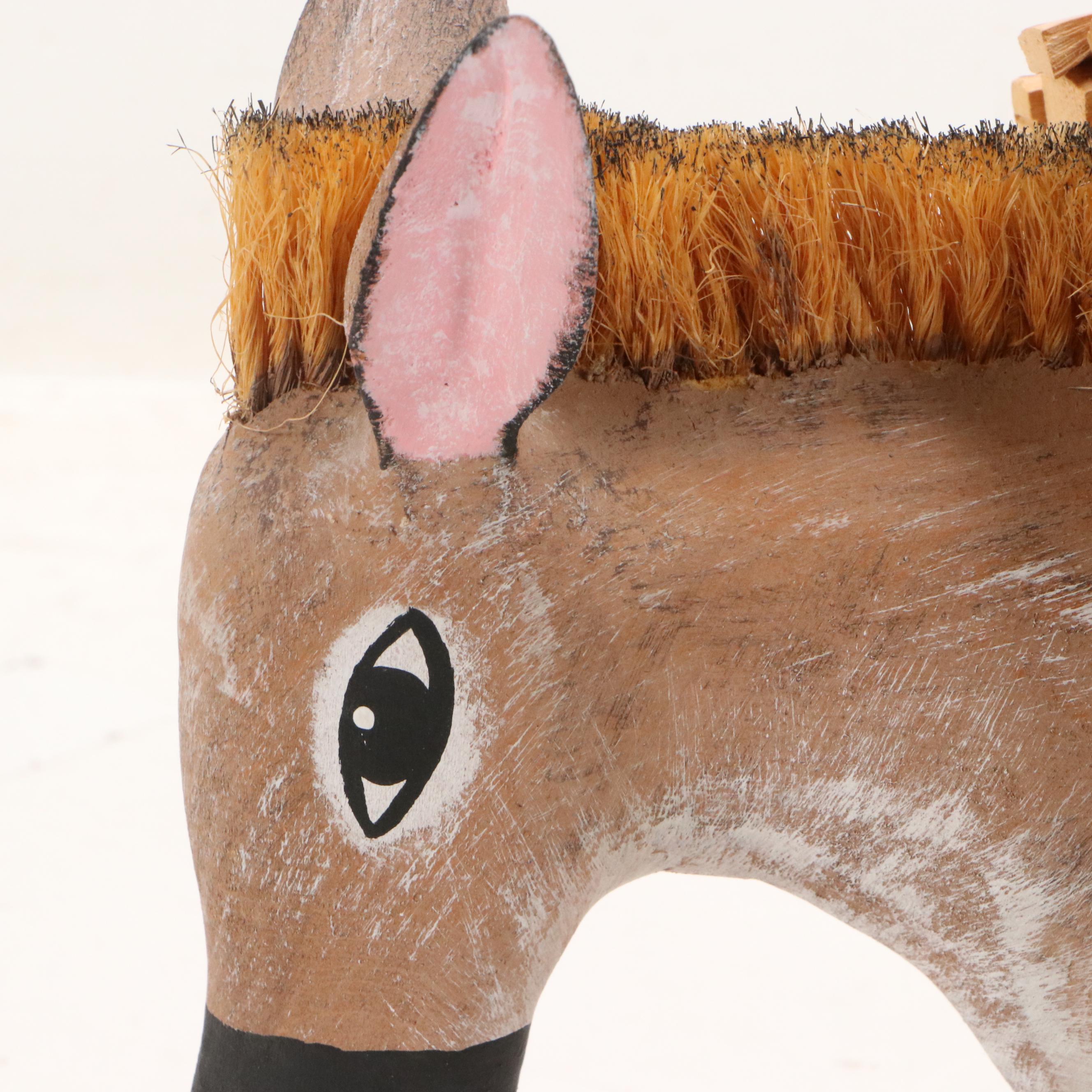 Hector Rascon Carved Wooden Burro with Wood Stack, 1990