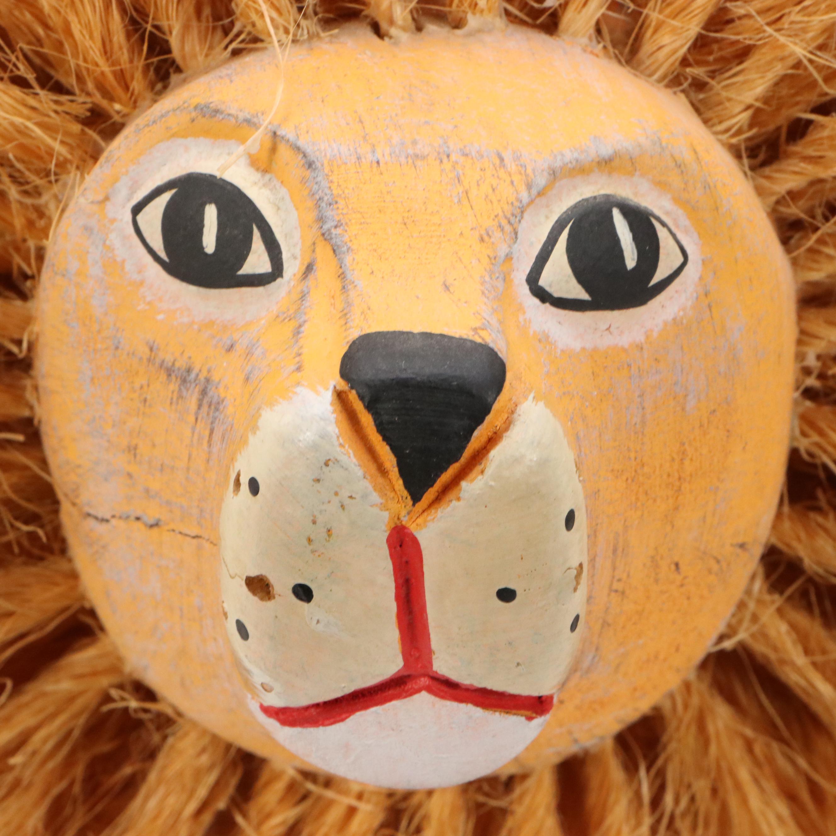 Hector Rascon Carved Wooden Lion with Bristle Mane, 1990