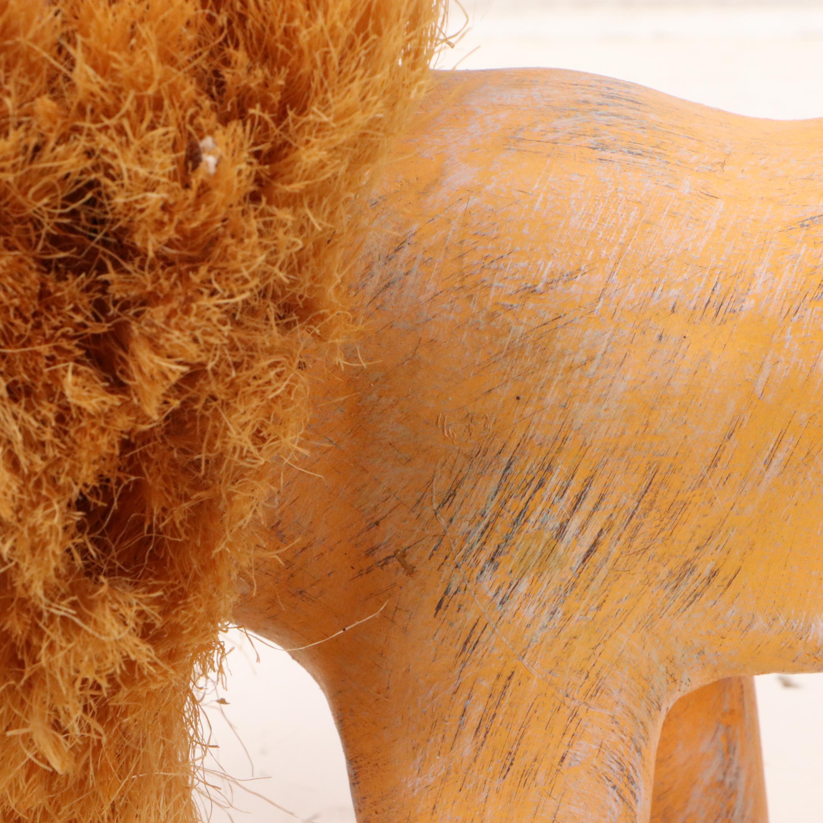 Hector Rascon Carved Wooden Lion with Bristle Mane, 1990