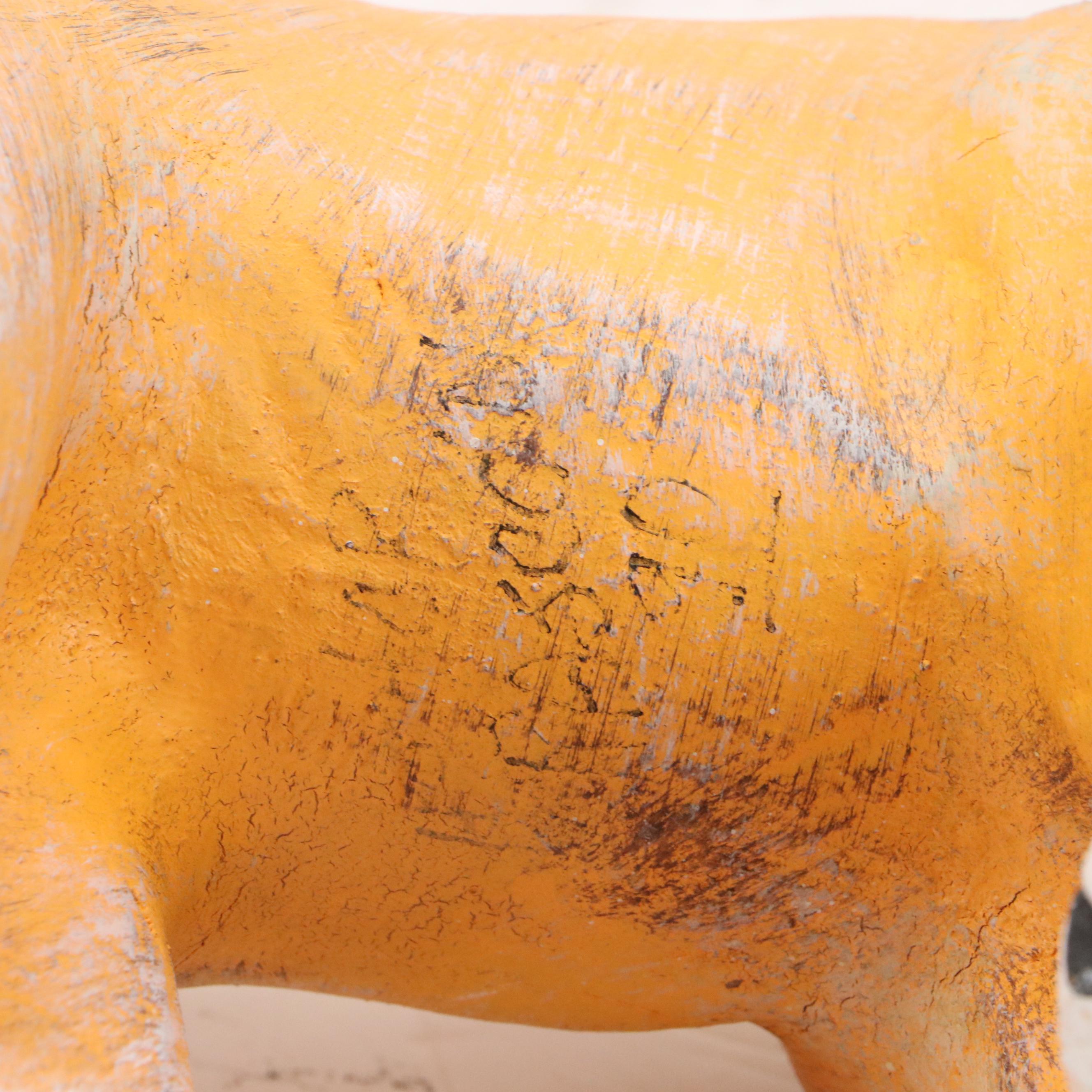 Hector Rascon Carved Wooden Lion with Bristle Mane, 1990