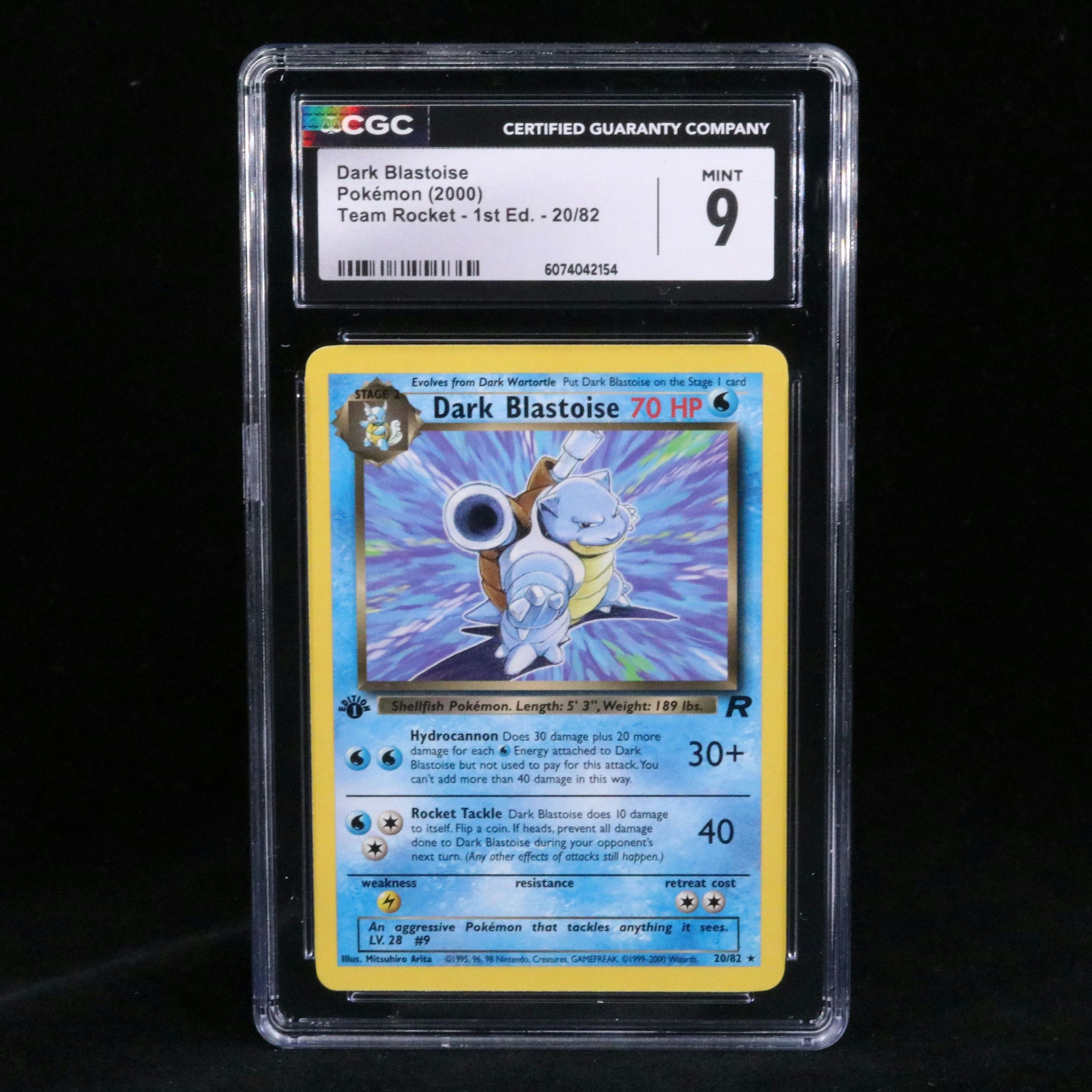 Team Rocket Dark Blastoise 1st Edition Pokémon Card Graded CGC 9