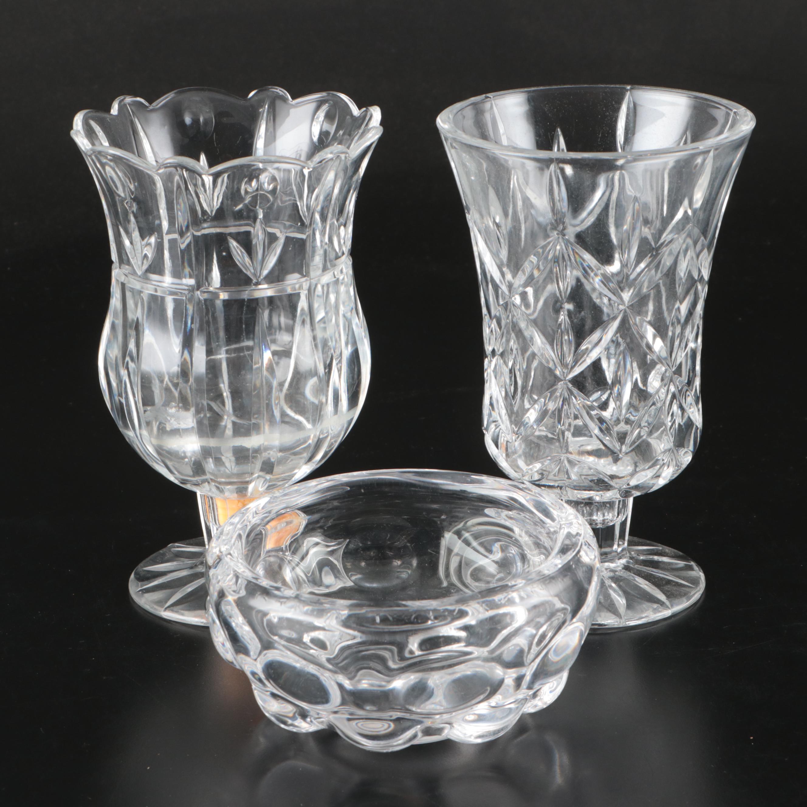 Sven Palmqvist for Orrefors "Raspberry" Bowl and Block "Tulip Garden" Hurricanes