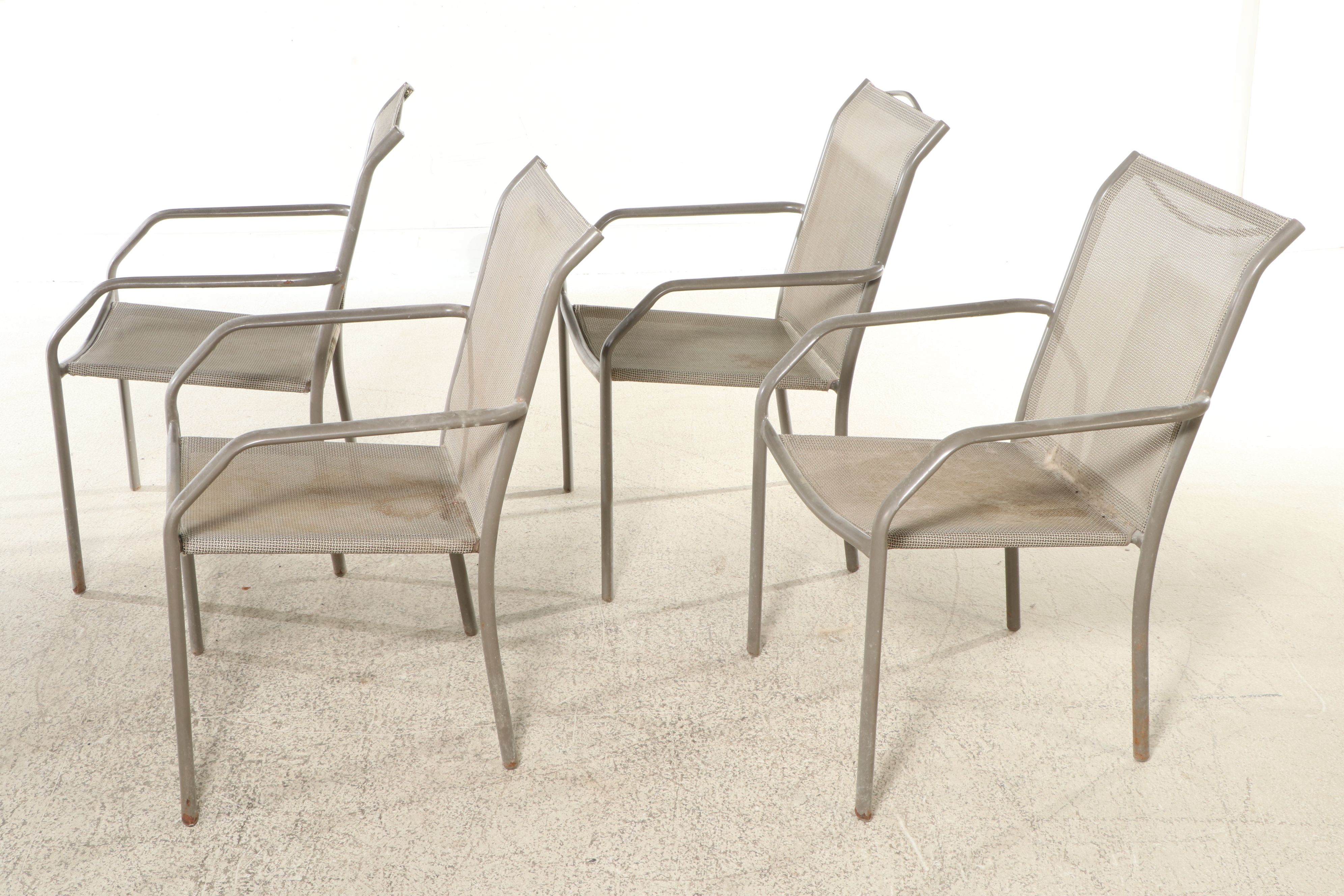 Four Aluminum Framed Patio Armchairs