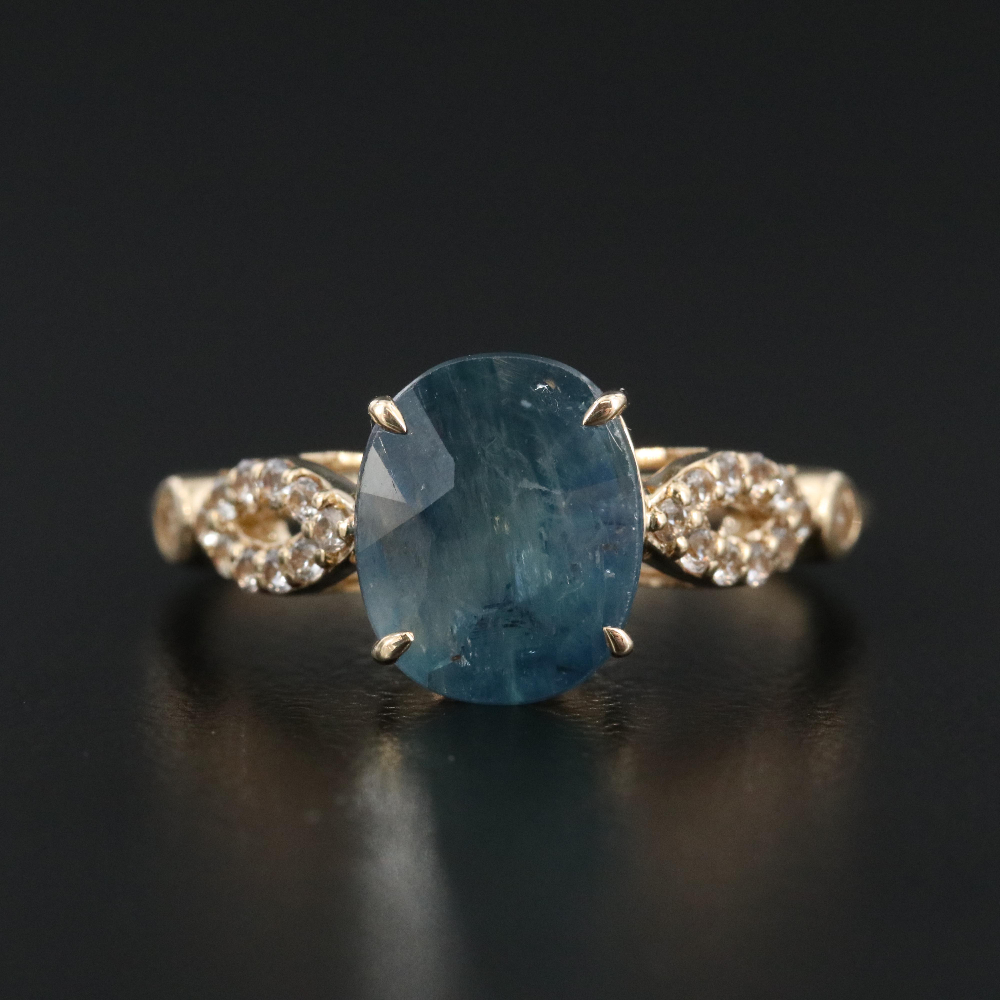 14K 3.05 CT Sapphire and White Sapphire Ring with IGI Jewelry Report