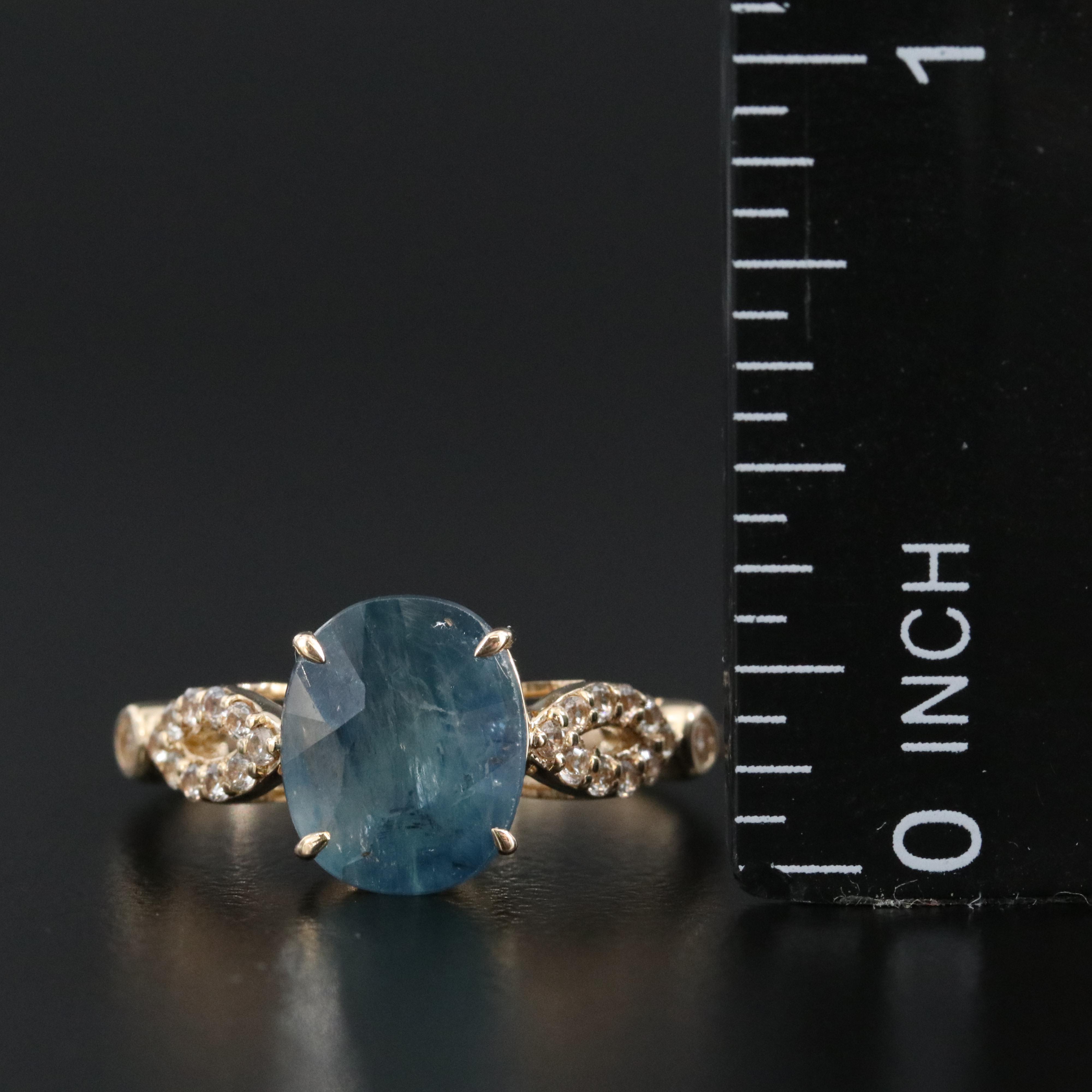 14K 3.05 CT Sapphire and White Sapphire Ring with IGI Jewelry Report