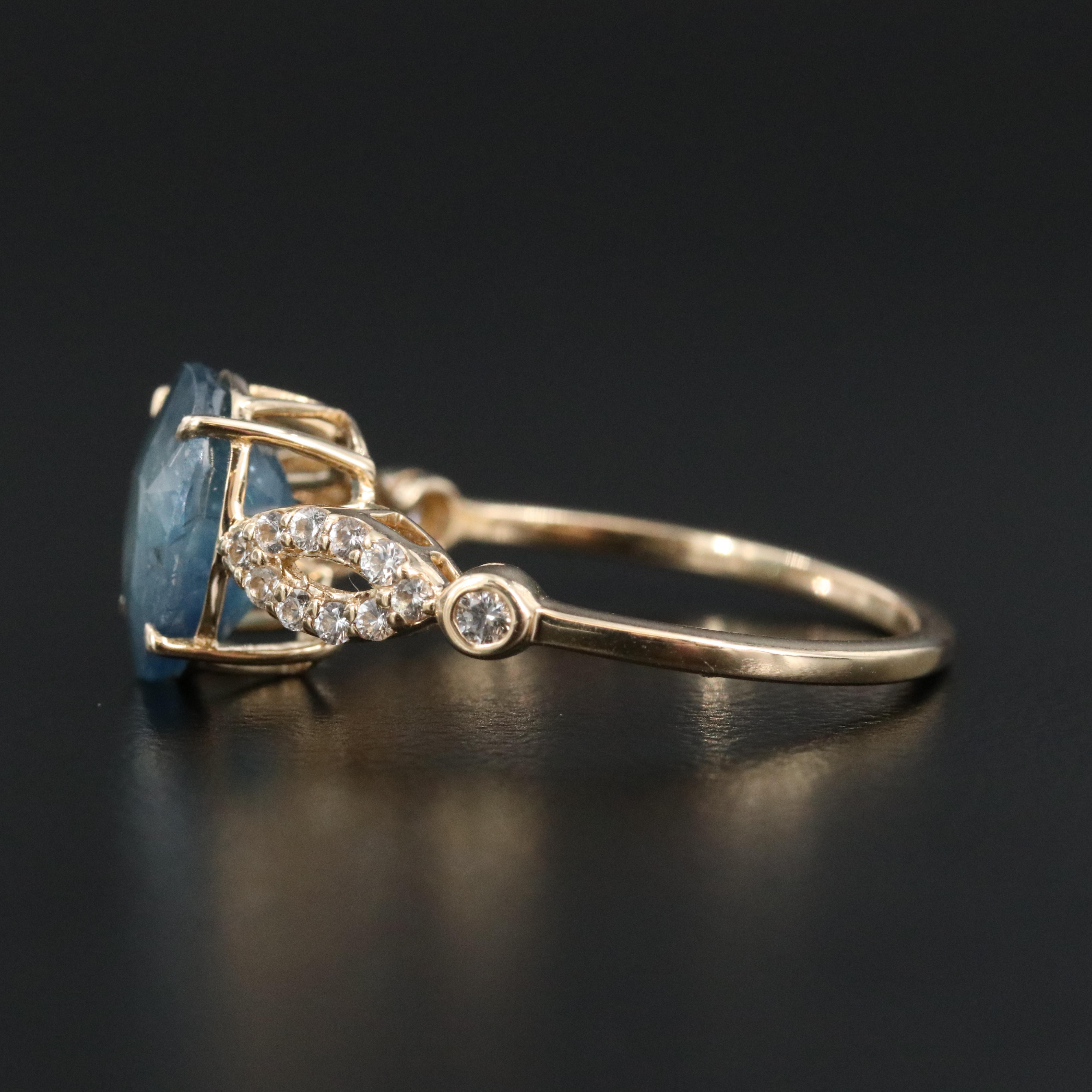 14K 3.05 CT Sapphire and White Sapphire Ring with IGI Jewelry Report